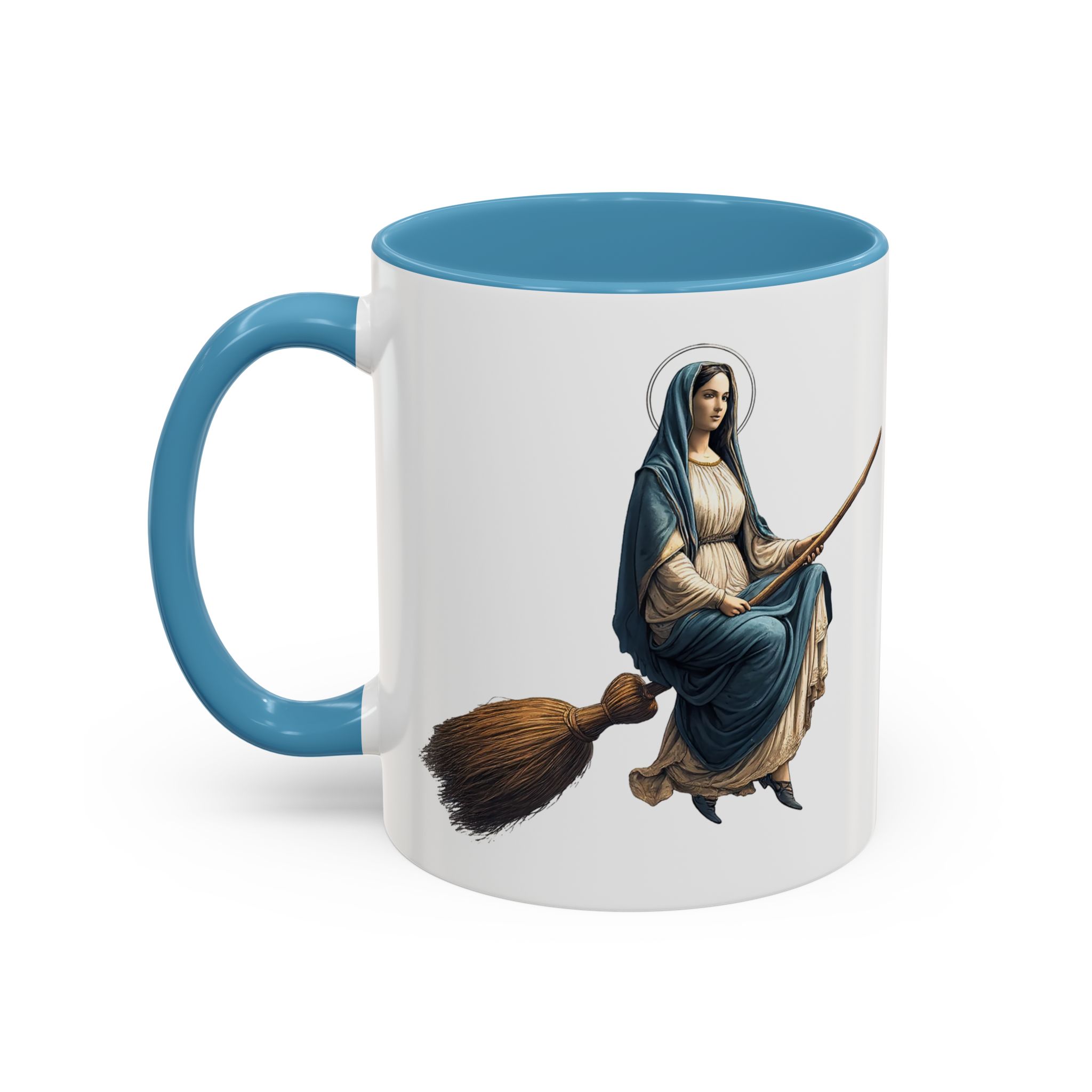 Funny Mug coffee lover gift for her Virgin Mary witch broom Sarcastic mug office accessory tea cup religious design unique - Image 2