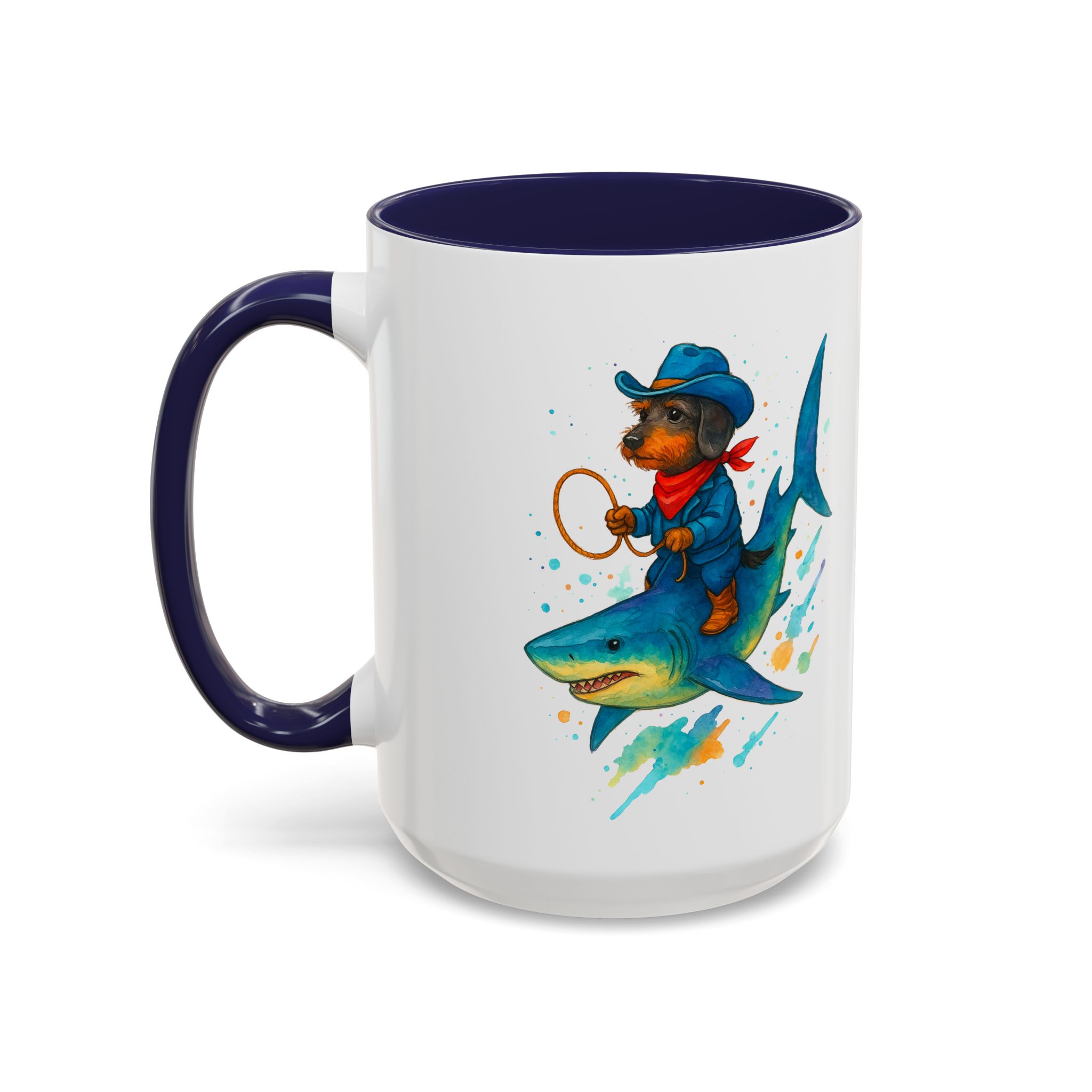 Funny Mug coffee lover Cowboy gift for him tea cup unique riding a shark mug office accessory shark design cowboy - Image 26