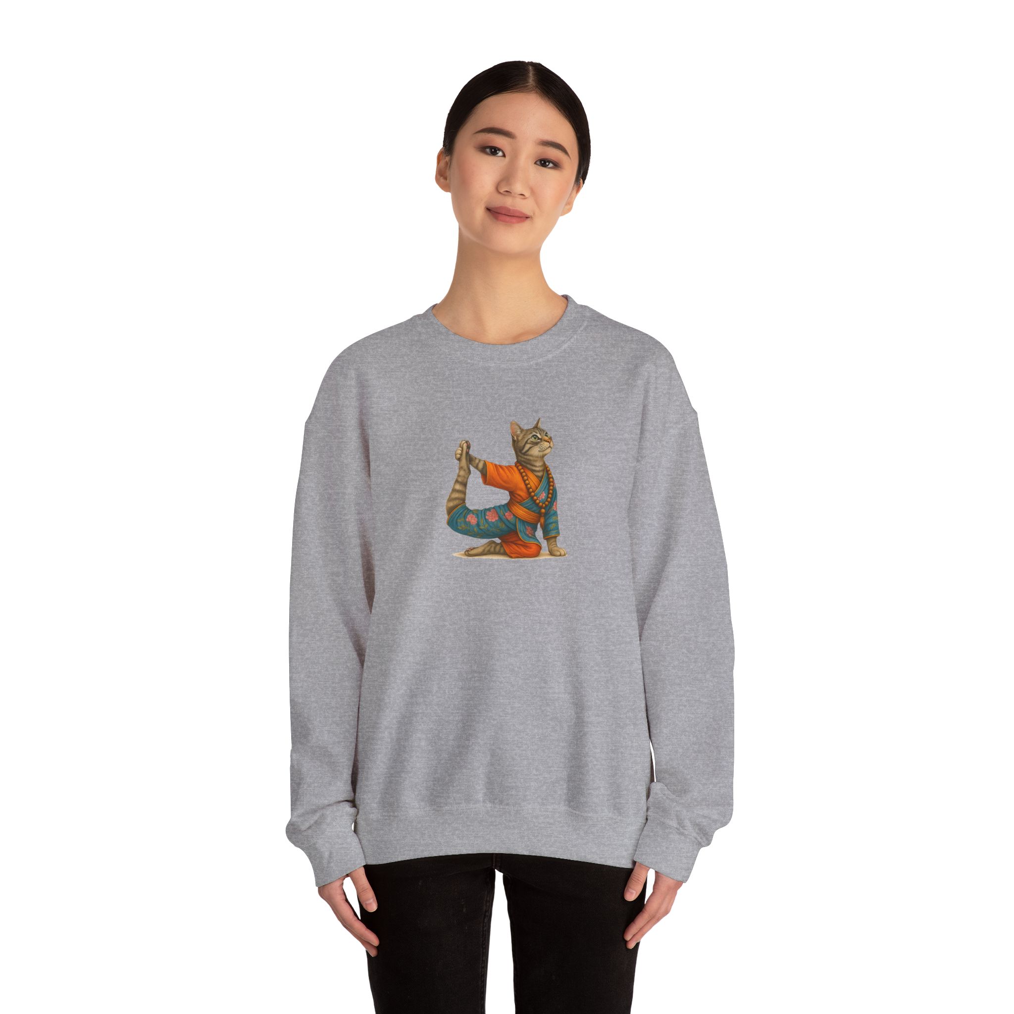 Cat Graphic sweater yoga pullover Kitten meditation vintage sweatshirt mindfulness clothing funny sweatshirt - Image 2