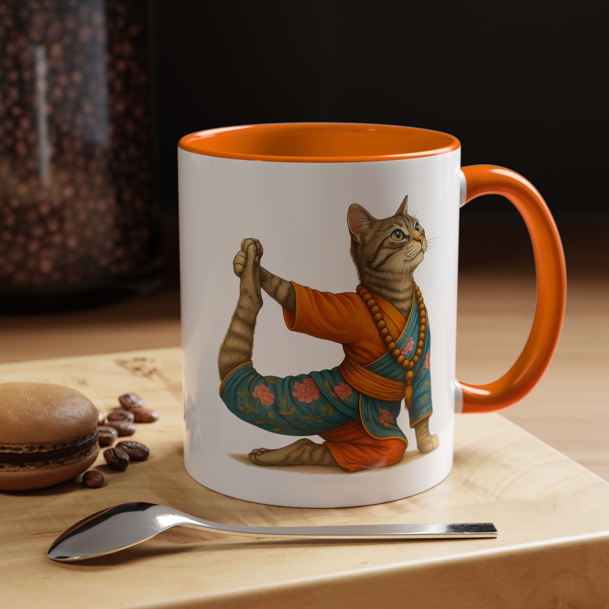 Tea mug Cat lover coffee cup cool gift for her office Mug yoga accessory kitten meditation pet mindfulness print - Image 43