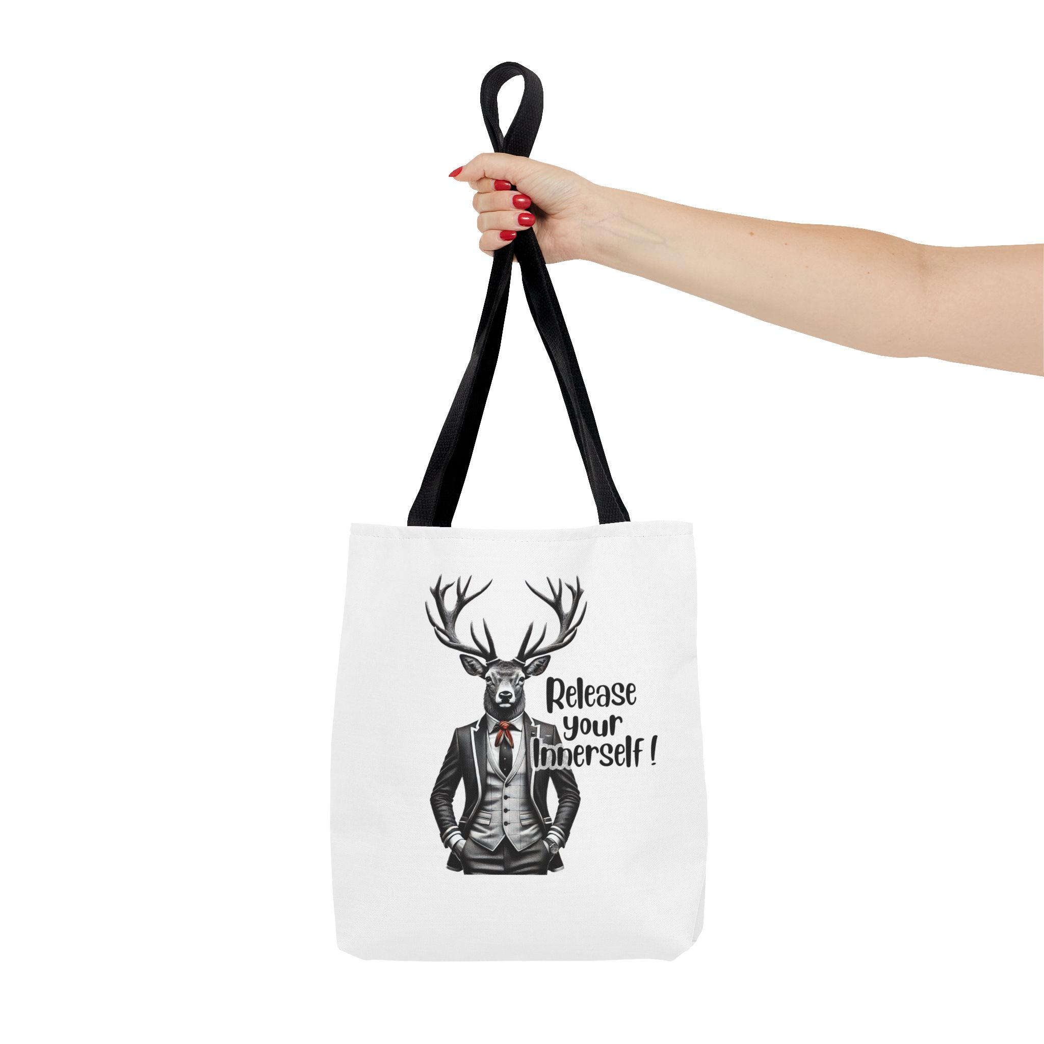 Canvas tote bag Motivational funny tote bag cool vintage bag deer design cute tote bag for self confidence shoulder bag – Image 2
