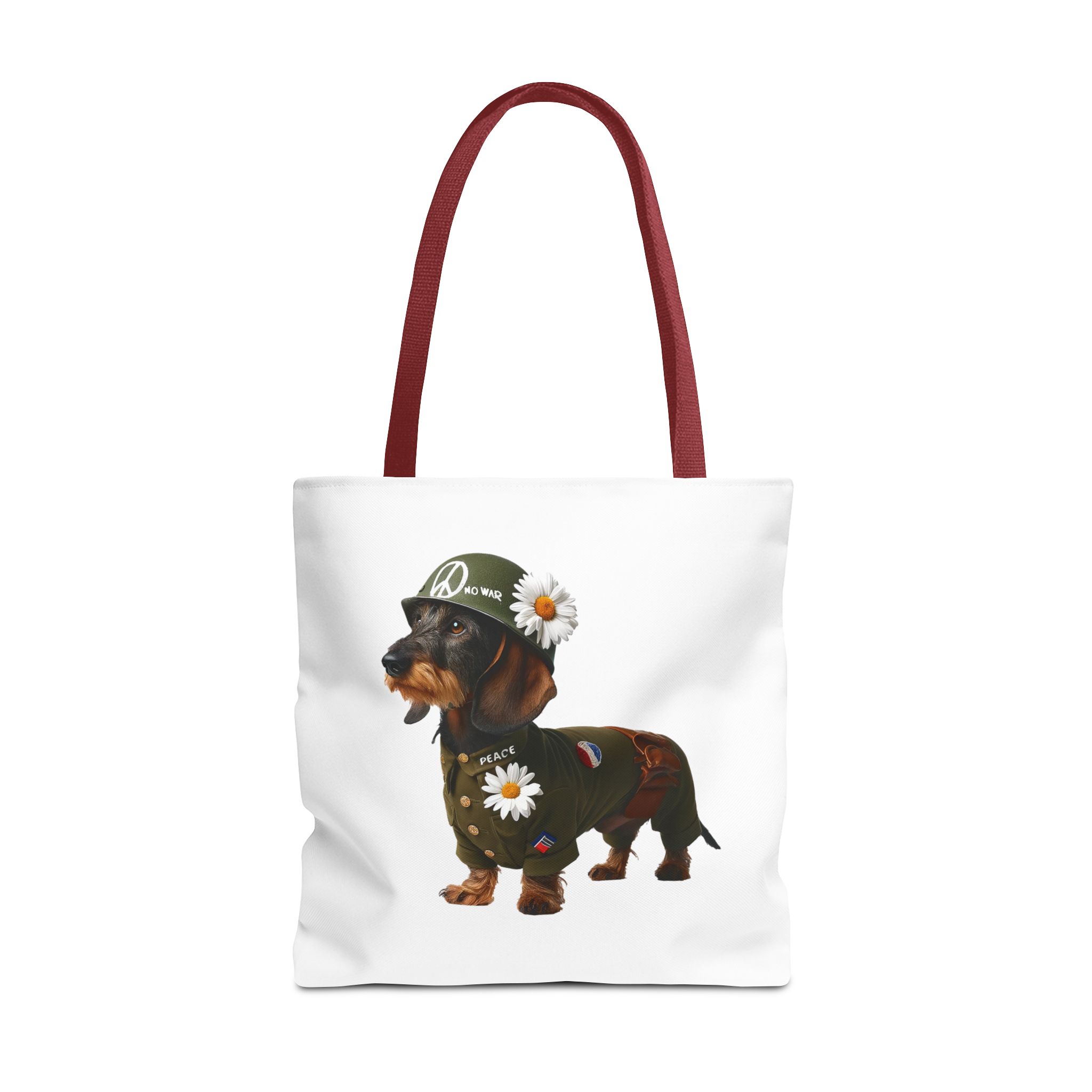 Dog Canvas tote bag dachshund cute tote bag Peace & Love Retro shoulder bag gift for her pet lover handbag dog purse puppy print – Image 11