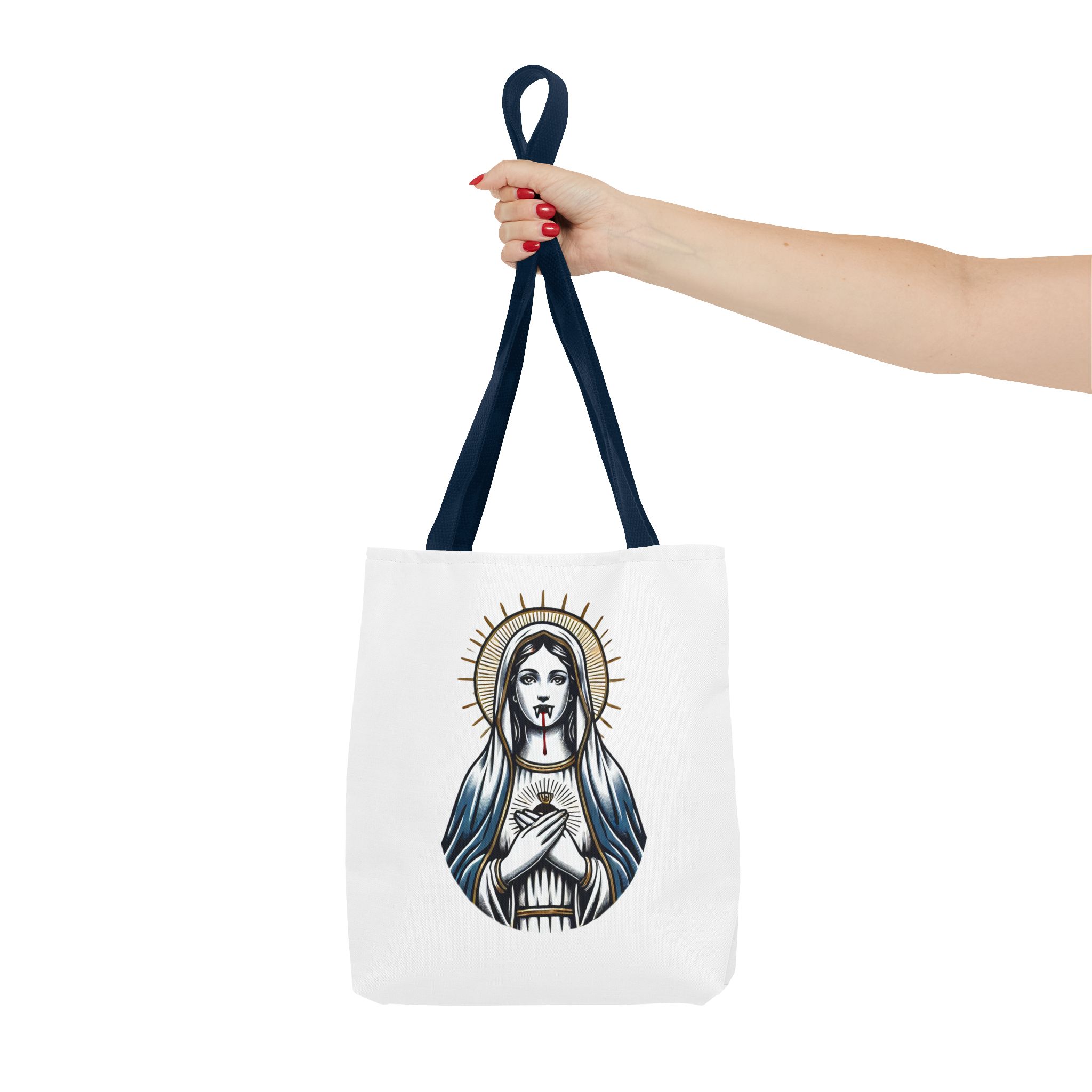 Ironic tote bag vampire Funny Bag virgin mary Canvas Tote bag religious sarcastic clothing gift satirical print cool Handbag purse bag – Image 26