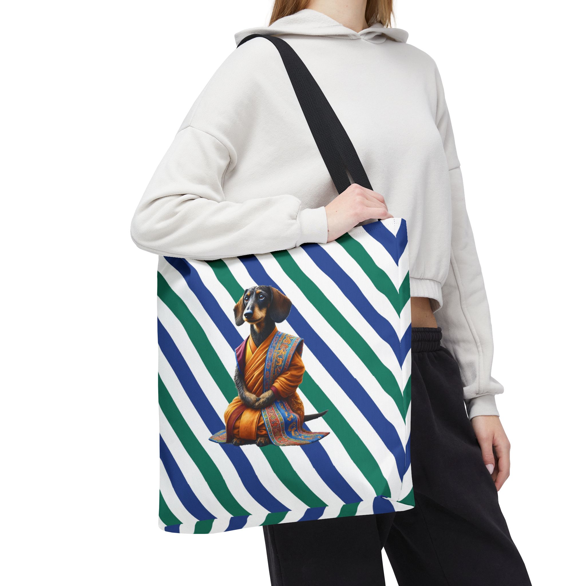 Meditation canvas tote bag Dog cute tote bag mindfulness design Dog funny gift colourful shoulder bag puppy purse - Image 6