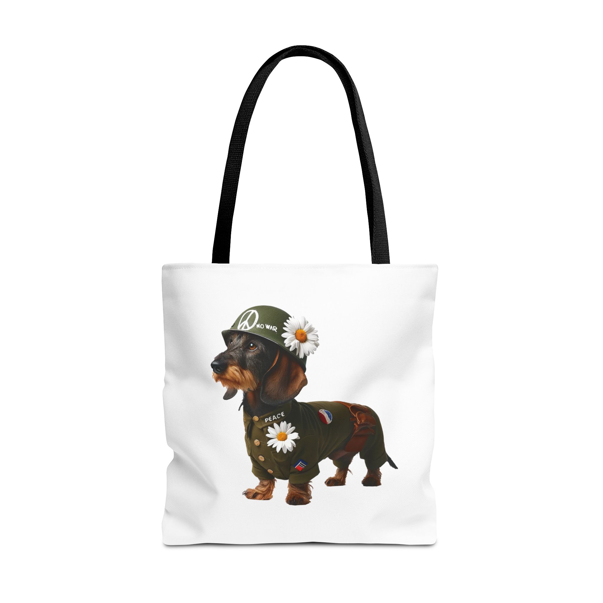 Dog Canvas tote bag dachshund cute tote bag Peace & Love Retro shoulder bag gift for her pet lover handbag dog purse puppy print – Image 5