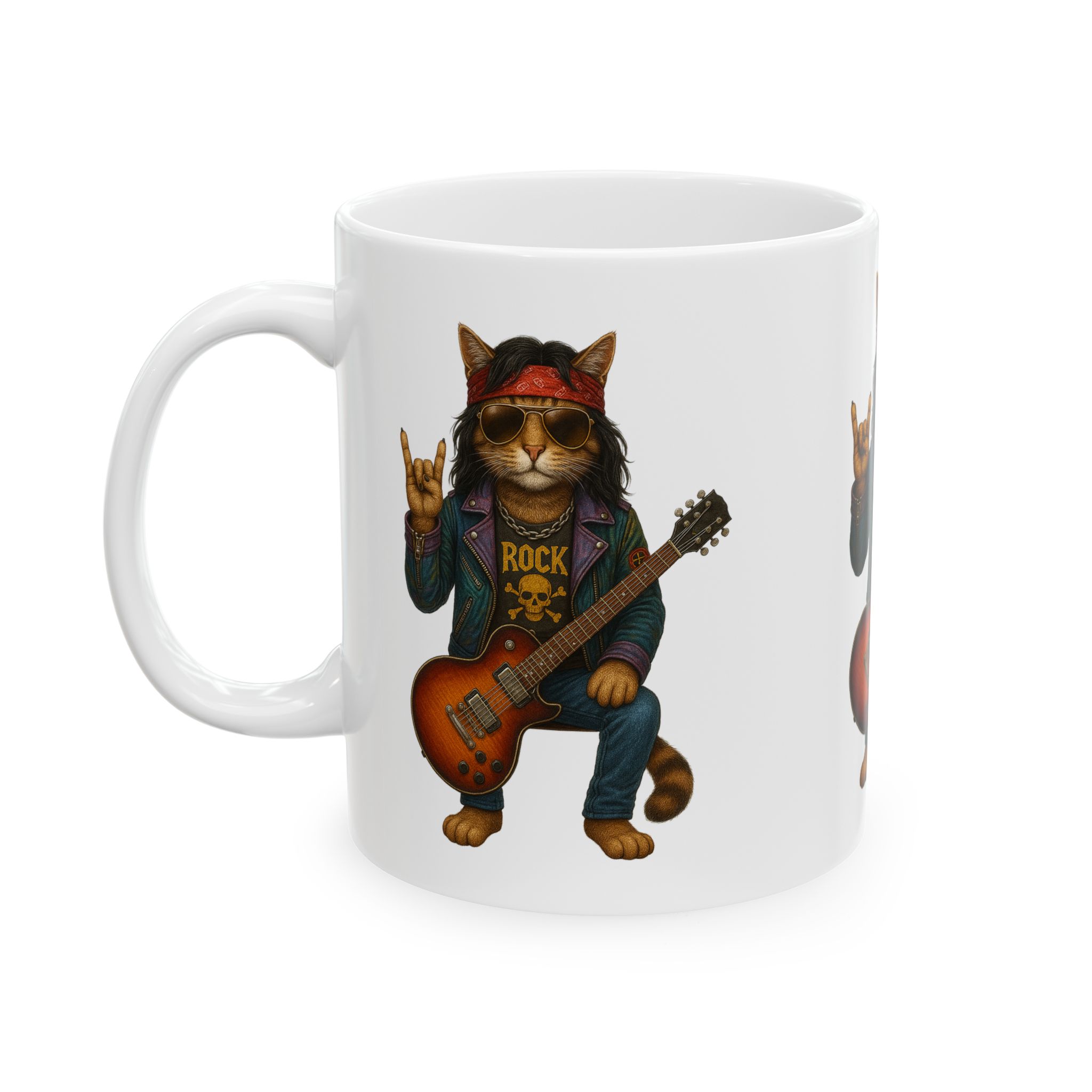 Coffee mug music lover tea cup cat rock funny mug unique accessory pet gift for her kitten design – Image 2