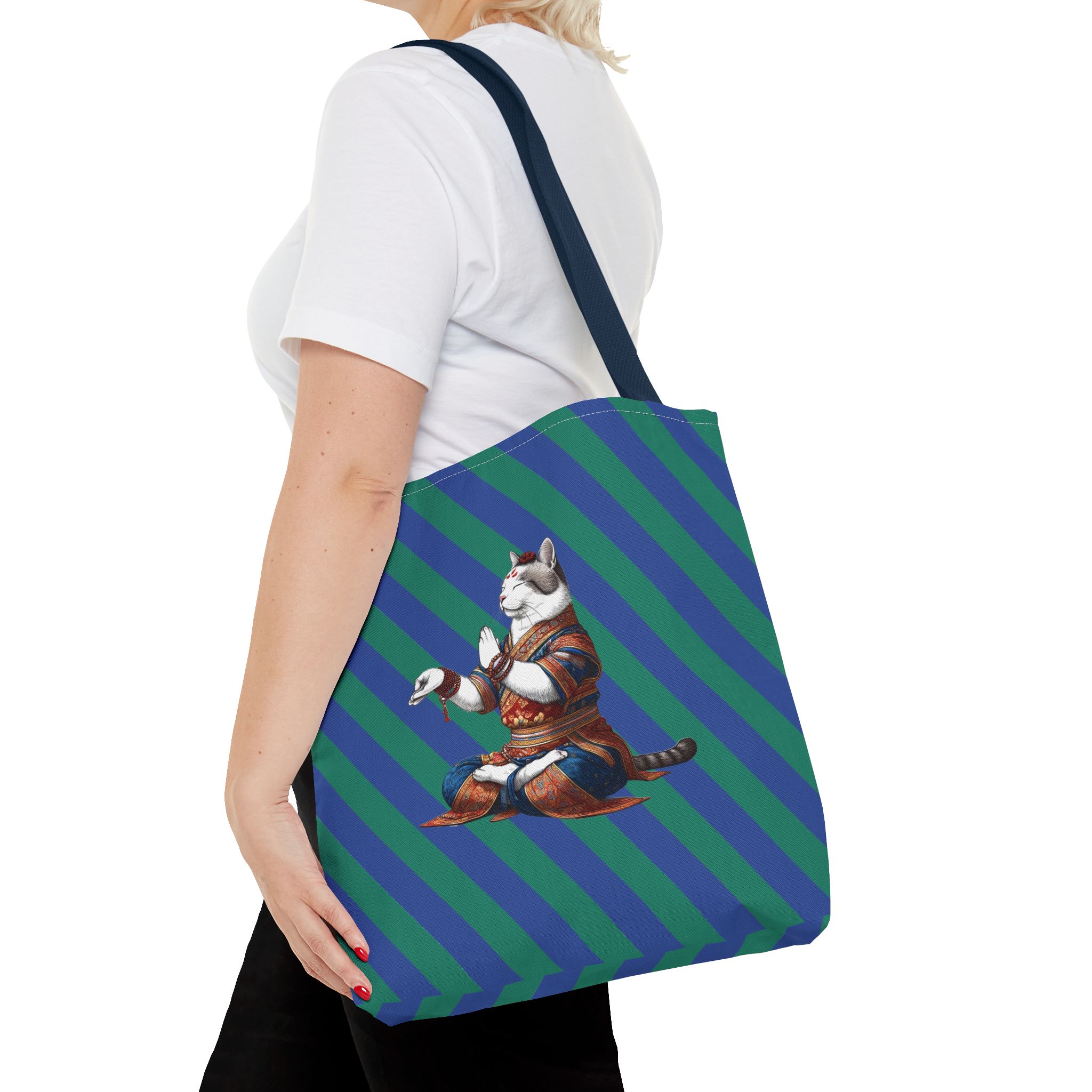 Cat Canvas tote bag yoga bag Kitten meditation vintage shoulder bag mindfulness funny handbag - Image 28