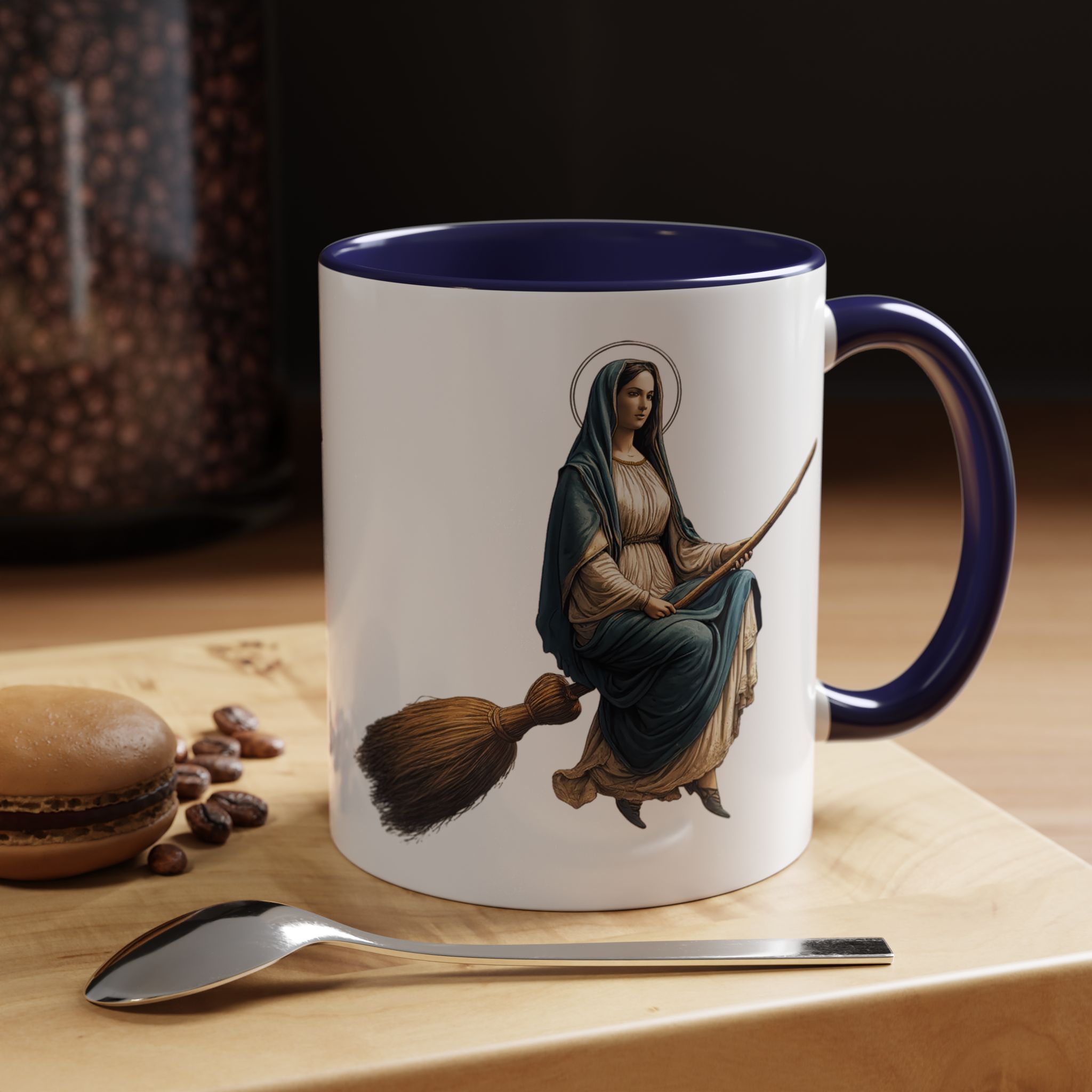 Funny Mug coffee lover gift for her Virgin Mary witch broom Sarcastic mug office accessory tea cup religious design unique - Image 11