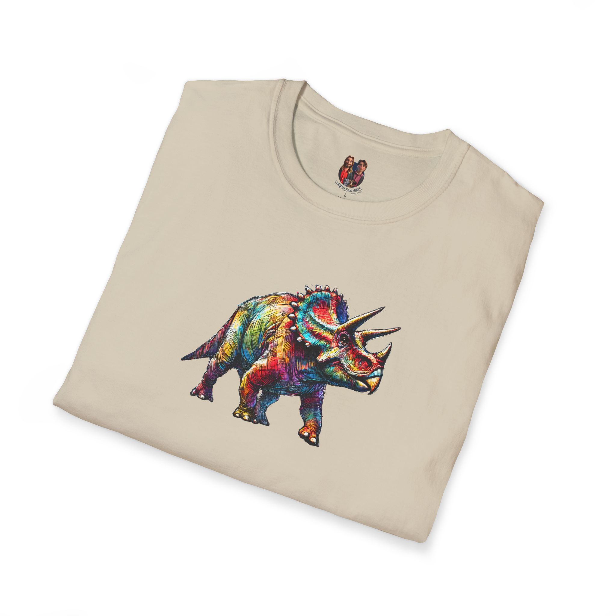 Triceratops Dinosaur tshirt - Prehistoric Graphic - Unique Dino Design Tee - Image 5