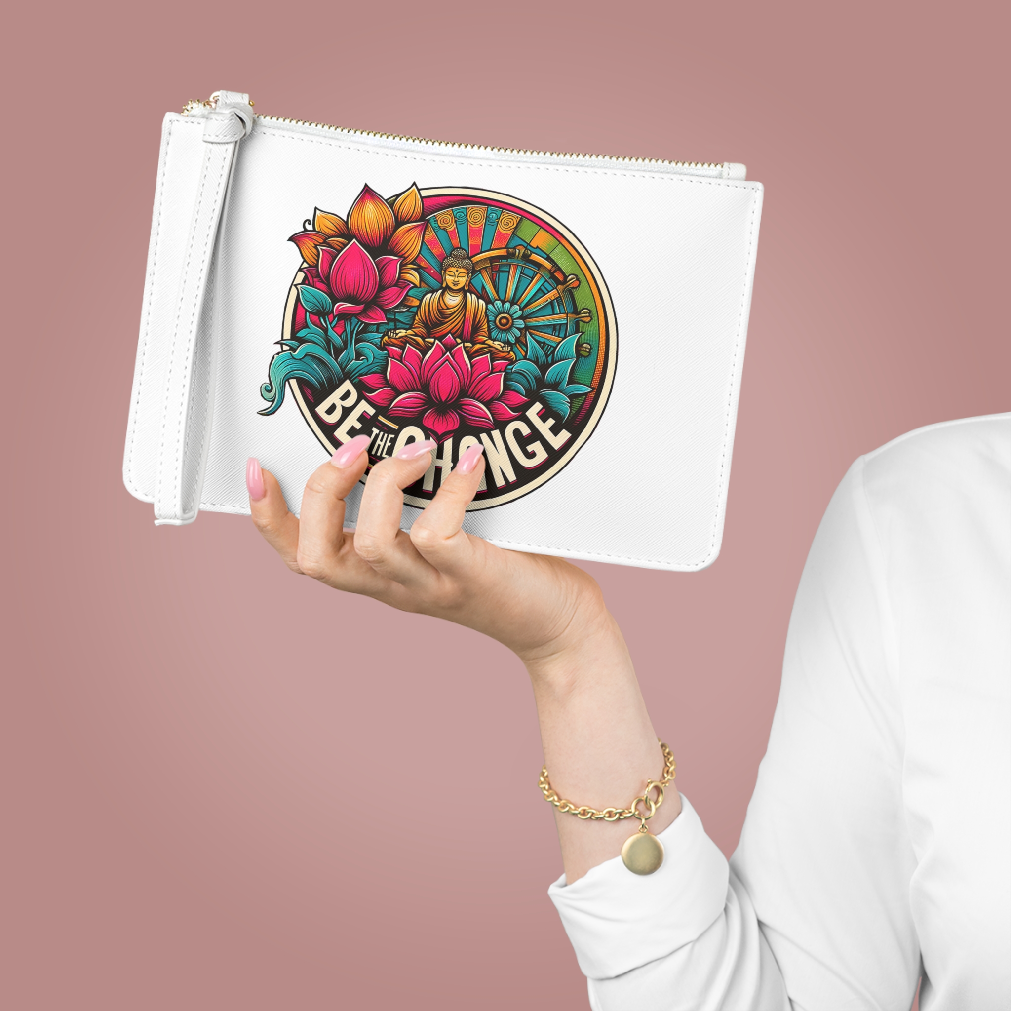 Yoga Clutch bag Mindfulness vintage purse buddha evening bag meditation be the change design ghandi