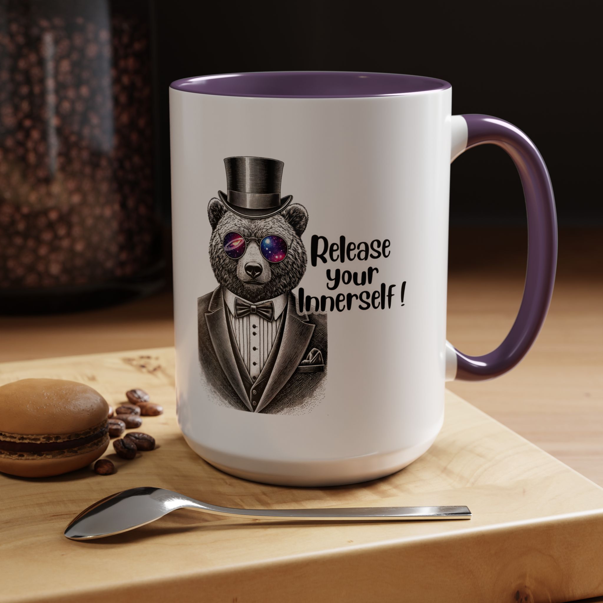 Funny mug boho motivational gift for her cute cup tea lover cool funny mug office accessory self confidence design bear - Image 59