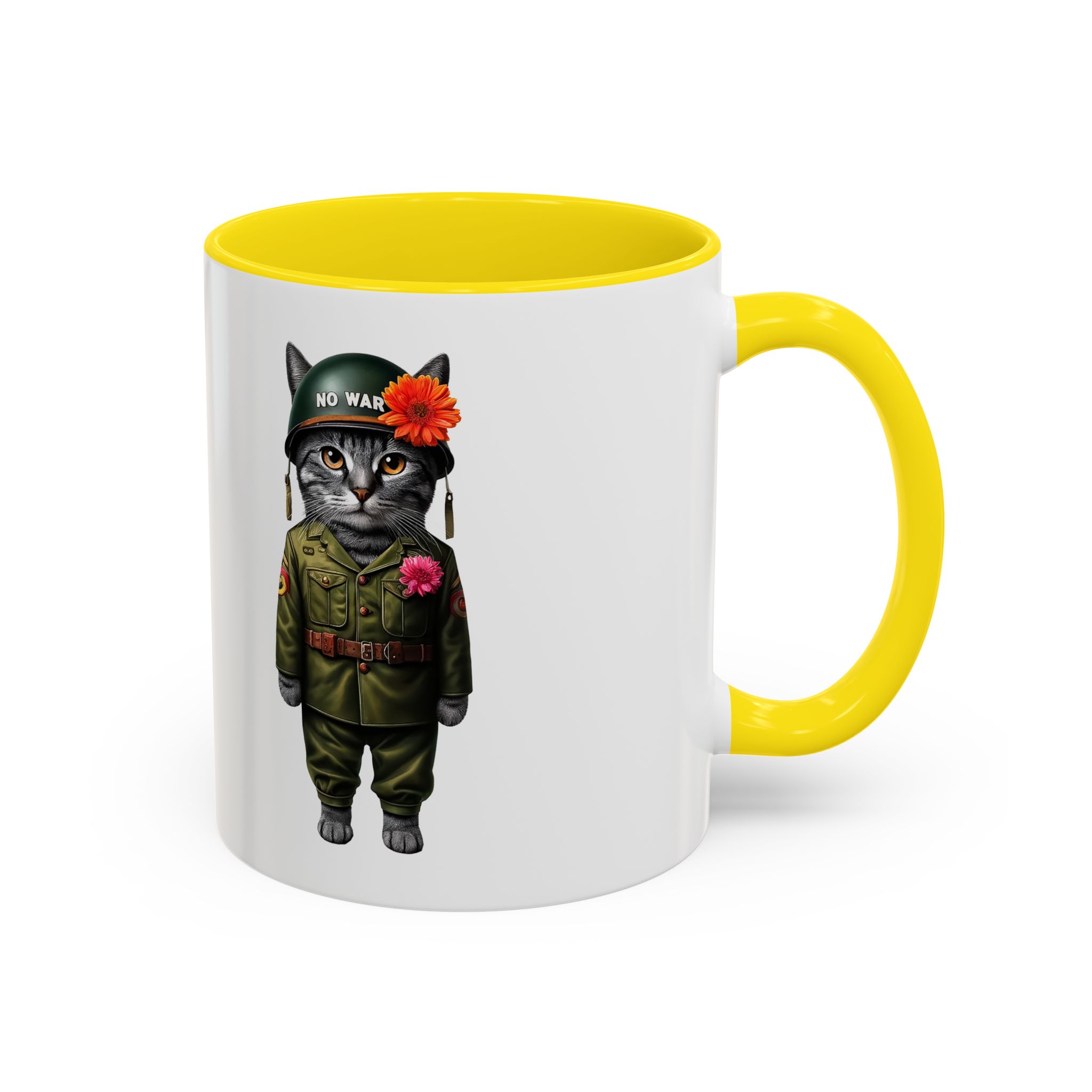 Coffee Mug Peace & Love funny cup tea cat lover office mug unique boho accessory pet gift for her kitten design - Image 49