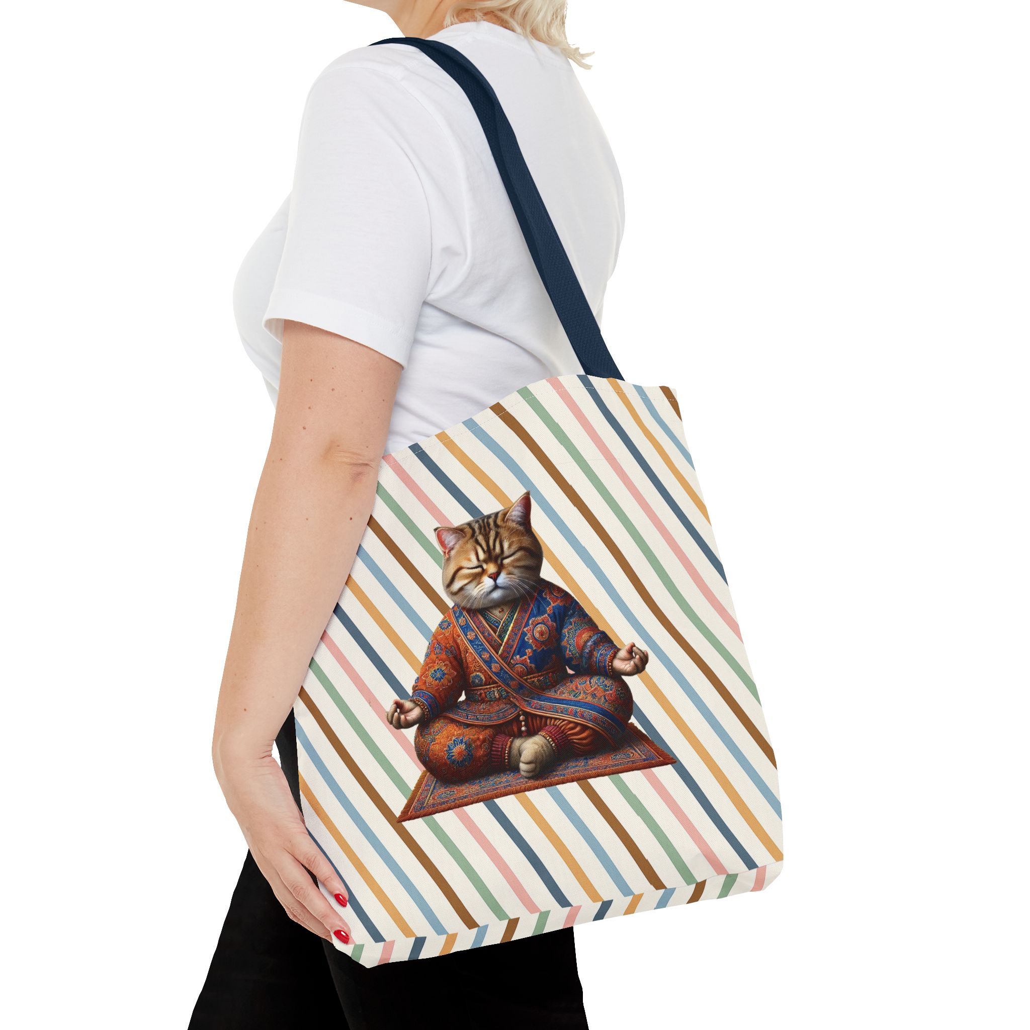 Canvas Tote bag Cat meditation handbag yoga bag vintage buddha mindfulness purse - Image 28