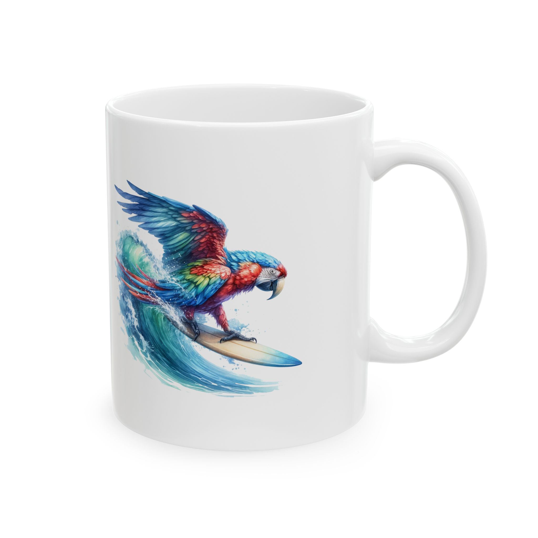 Coffee mug surf gift for her Parrot surf lover tea cup boho Mug office unique accessory nature design