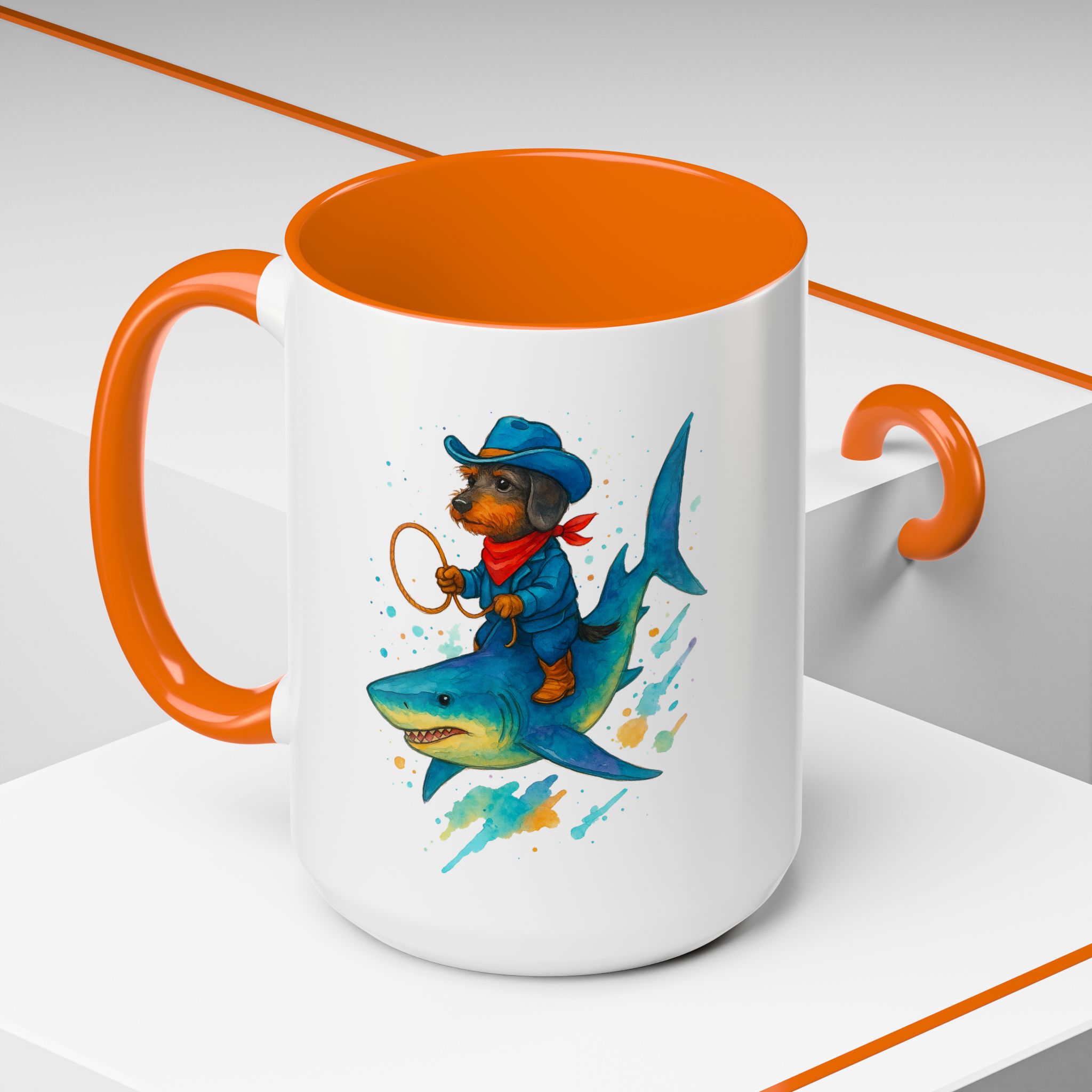Funny Mug coffee lover Cowboy gift for him tea cup unique riding a shark mug office accessory shark design cowboy - Image 56