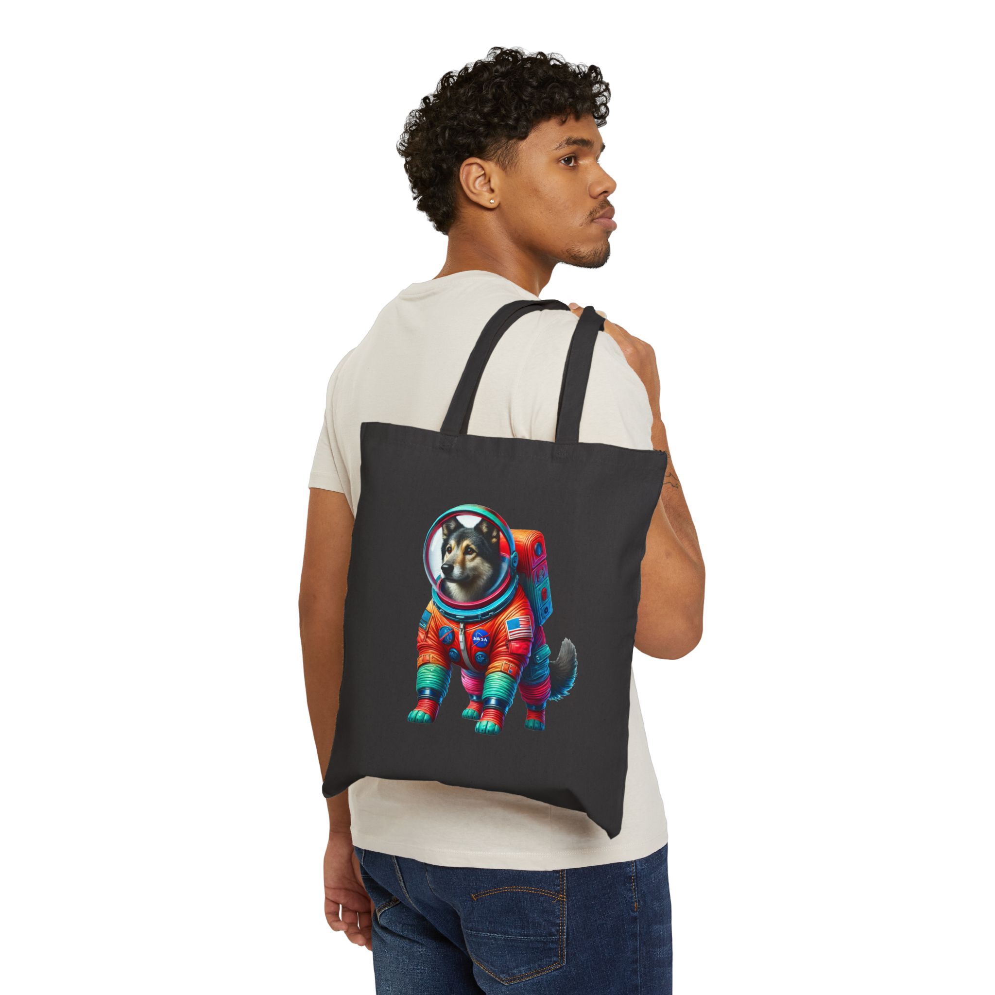 Funny canvas tote bag Dog Astronaut cute tote bag outerspace dog vintage gift shoulder bag pet lover handbag purse - Image 6