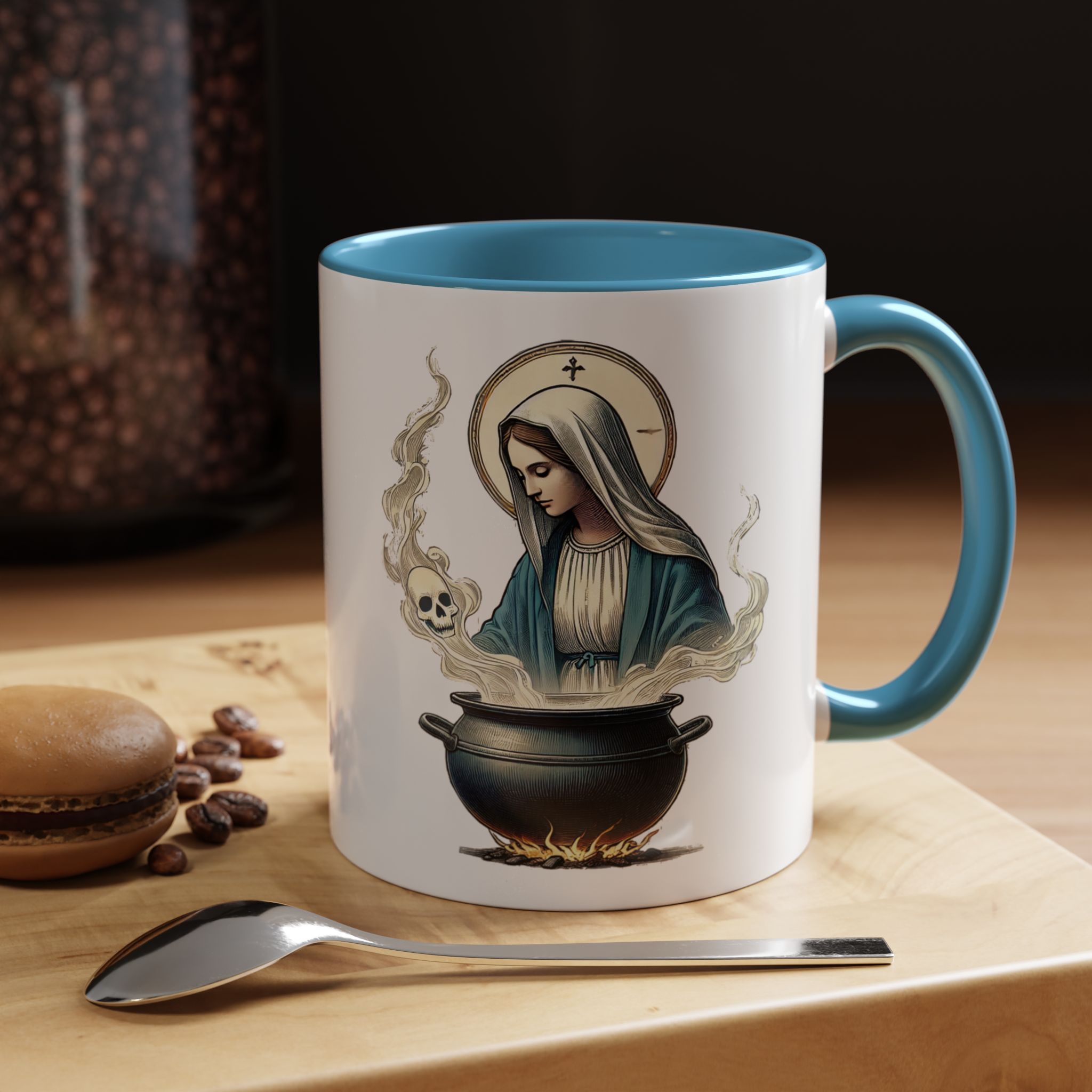 Coffee Mug funny virgin mary design sarcastic mug boho gift for her unique cup tea accessory cool design religious joke - Image 3