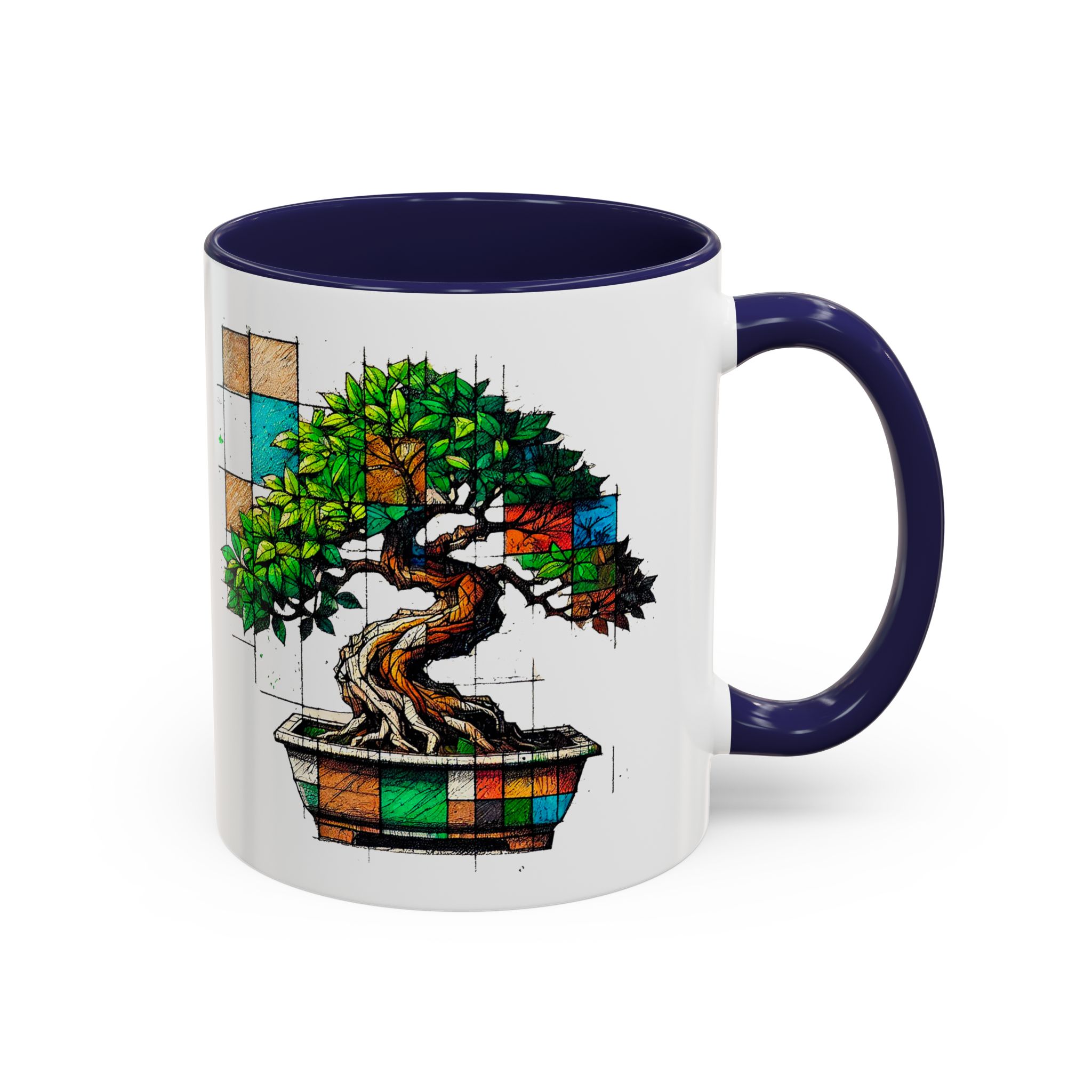 Bonsai mug zen nature style with original graphic pattern and cozy touch - Imagen 5
