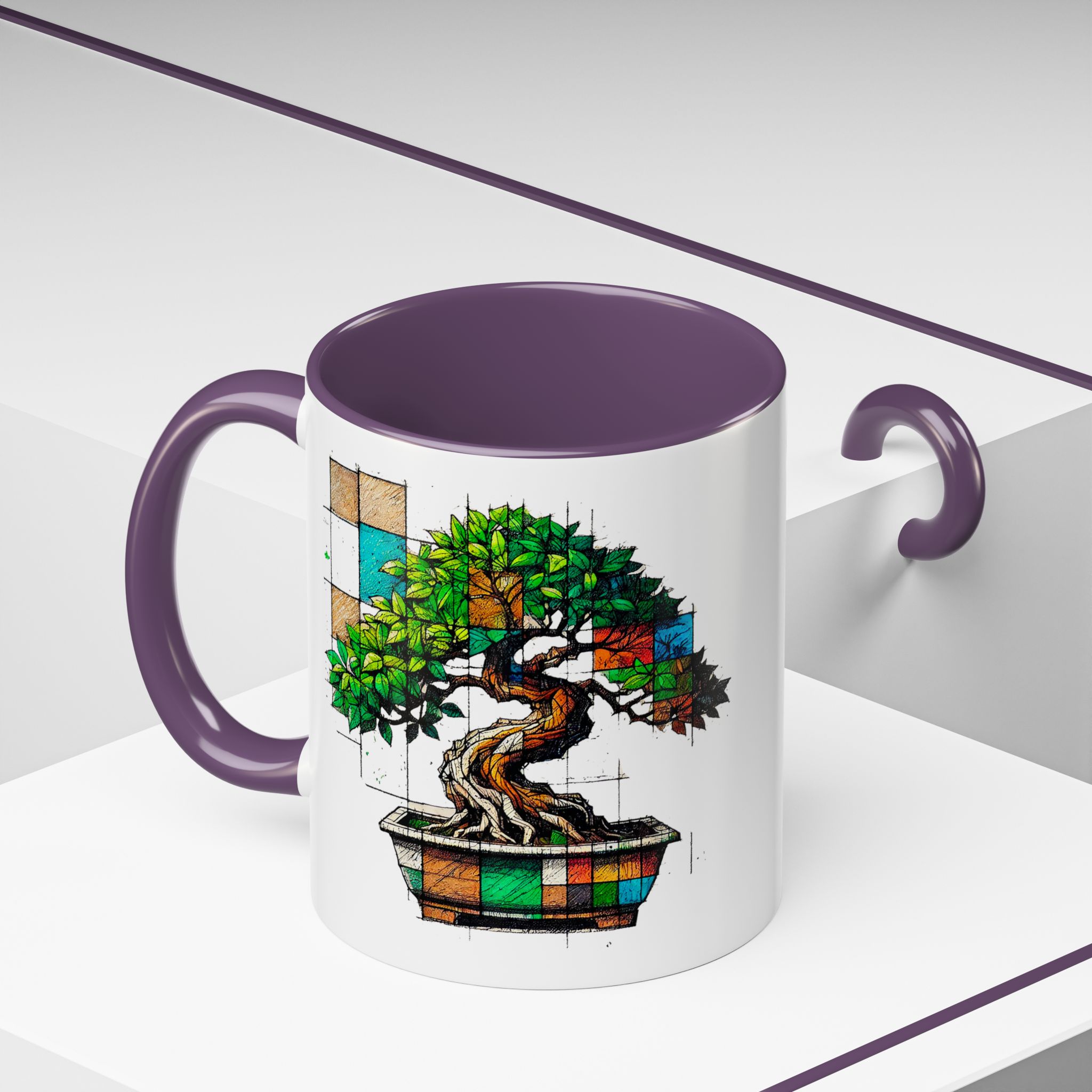 Bonsai mug zen nature style with original graphic pattern and cozy touch - Imagen 48