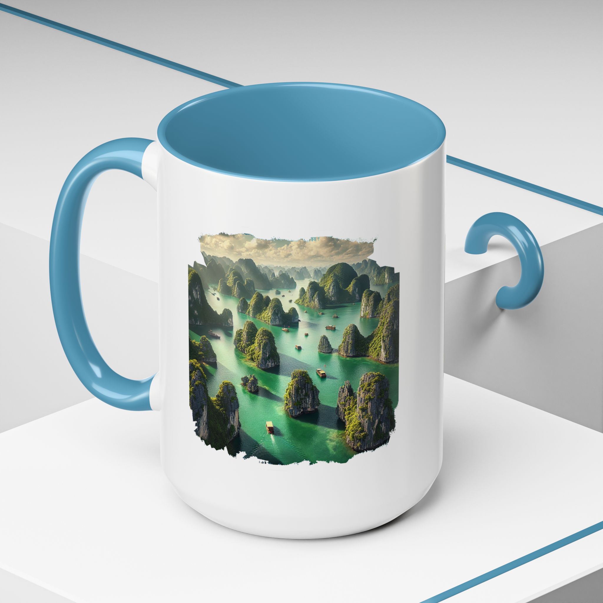 Boho mug landscape vietnam boho office mug ha long bay print nature cool gift coffee lover tea accessory unique cup – Image 44