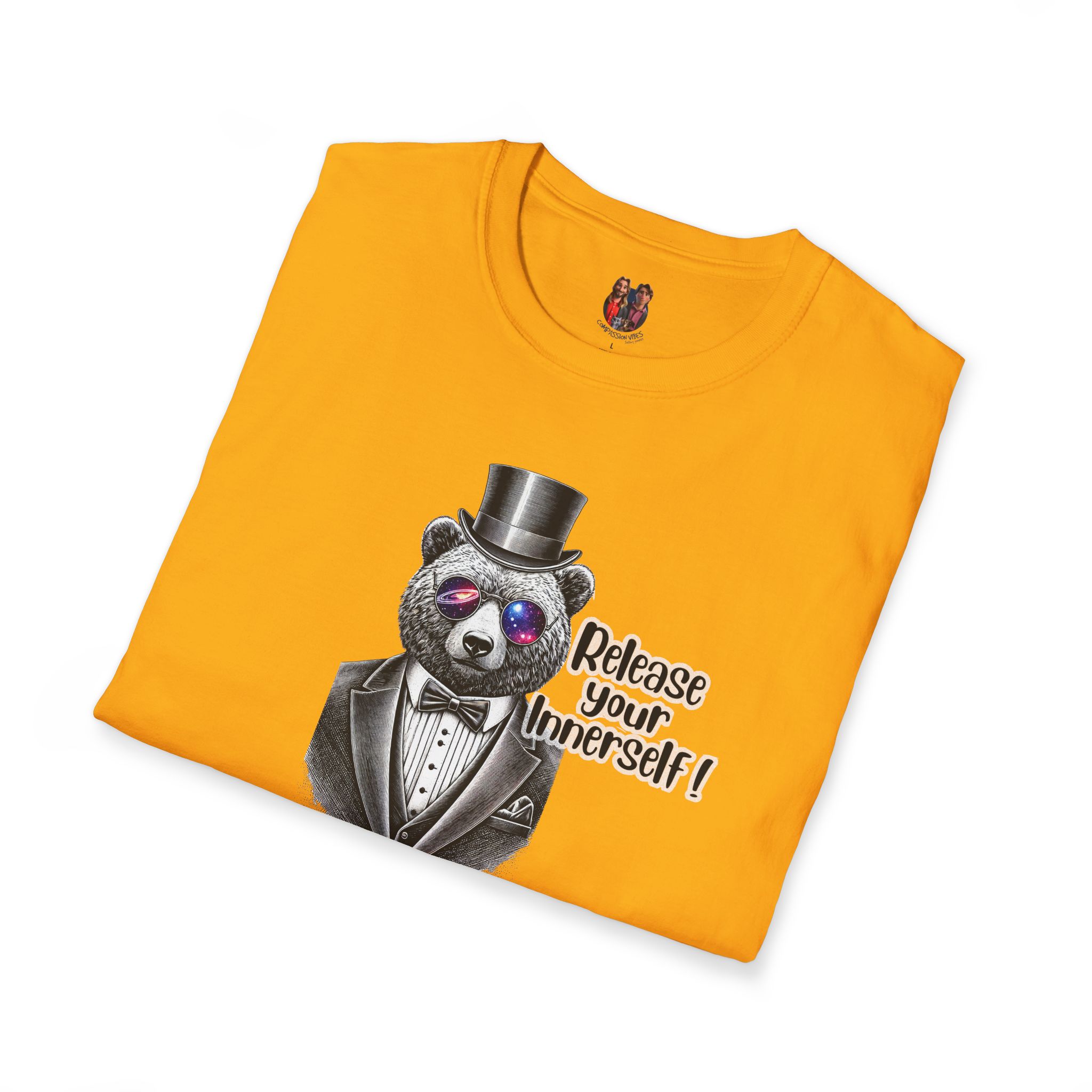 Vintage Tshirt Motivational Graphic tee Bear design funny clothing for self confidence boost - Image 9
