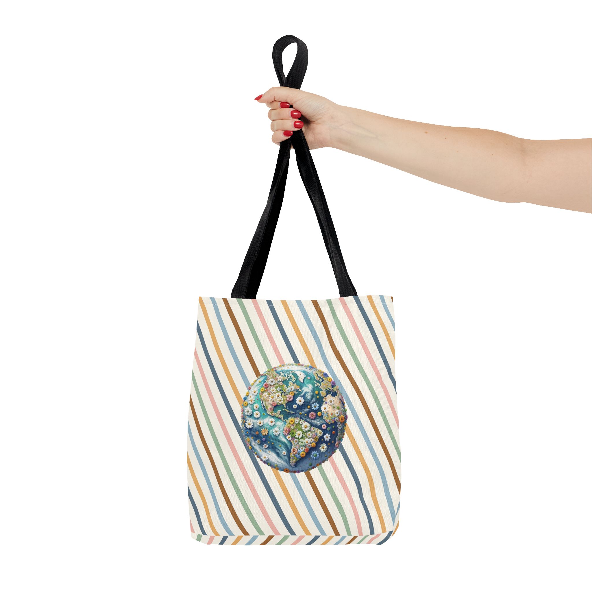 Floral Planet canvas tote bag ecology cute tote bag vintage bag perfect for nature lovers and shoulder bag gift for her - Image 4