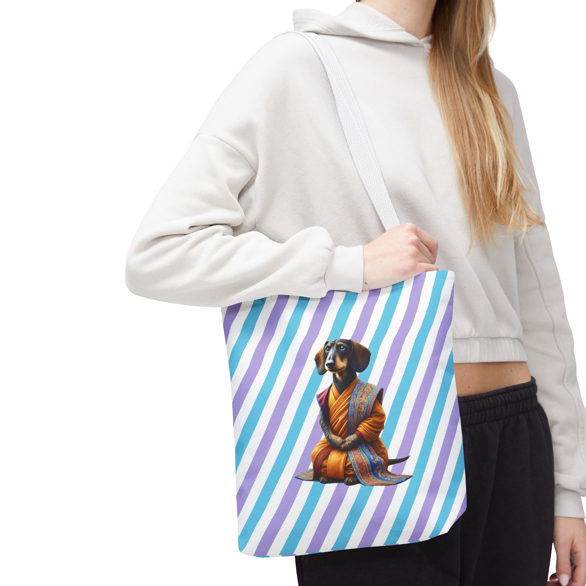 Meditation canvas tote bag Dog cute tote bag mindfulness design Dog funny gift colourful shoulder bag puppy purse - Image 14