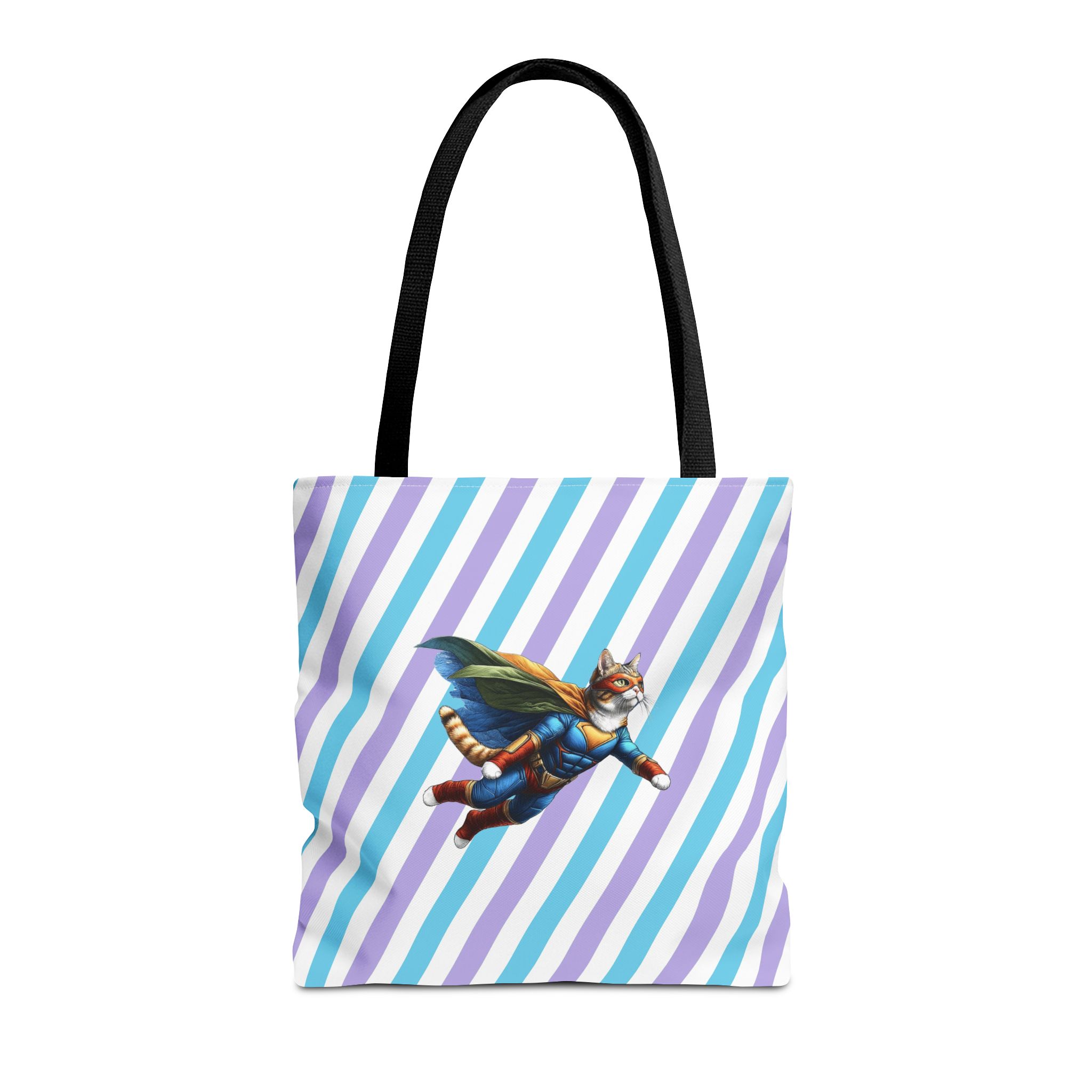 superhero tote bag cat canvas tote bag funny handbag fantasy purse kitten lover cool cat shoulder bag – Image 3