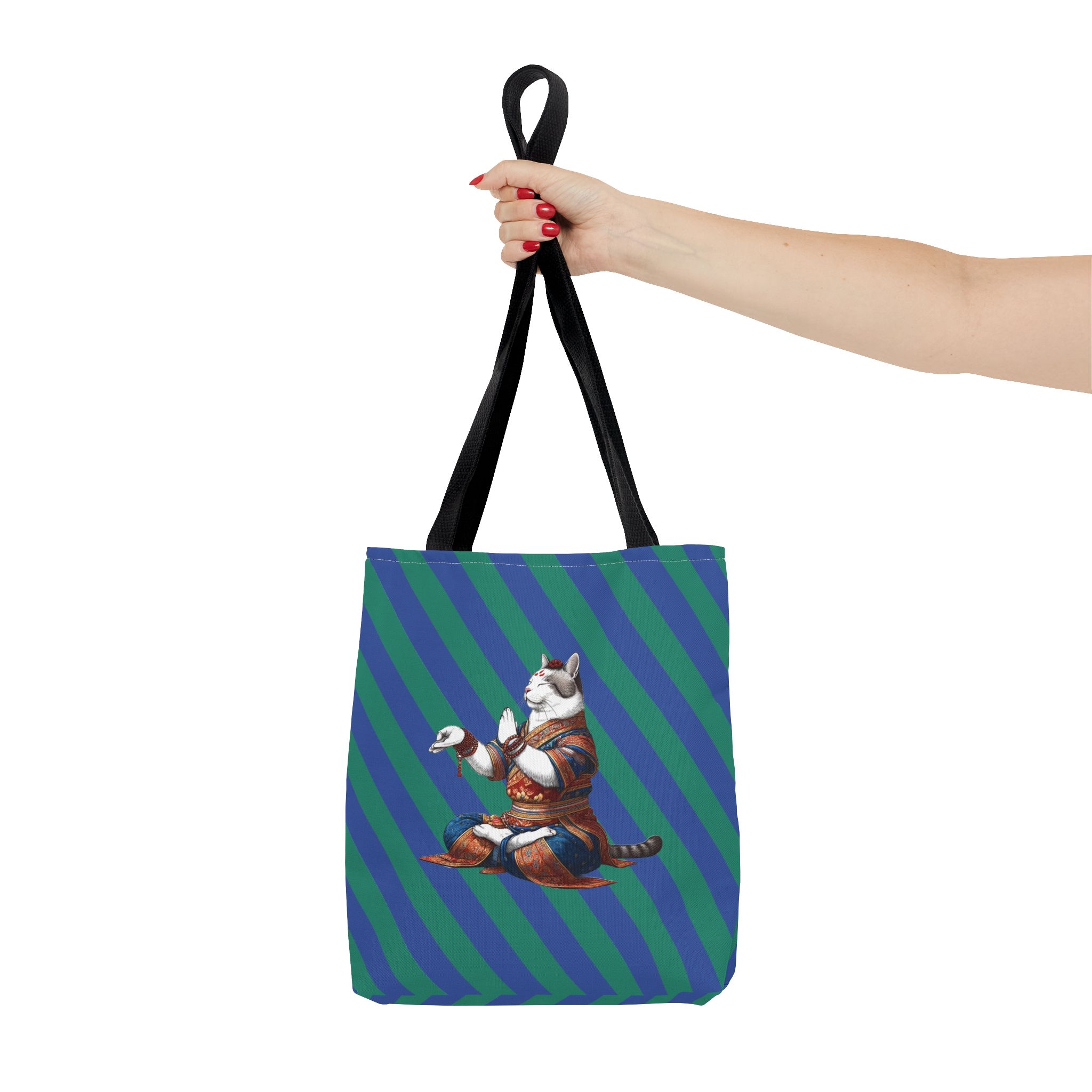 Cat Canvas tote bag yoga bag Kitten meditation vintage shoulder bag mindfulness funny handbag - Image 2