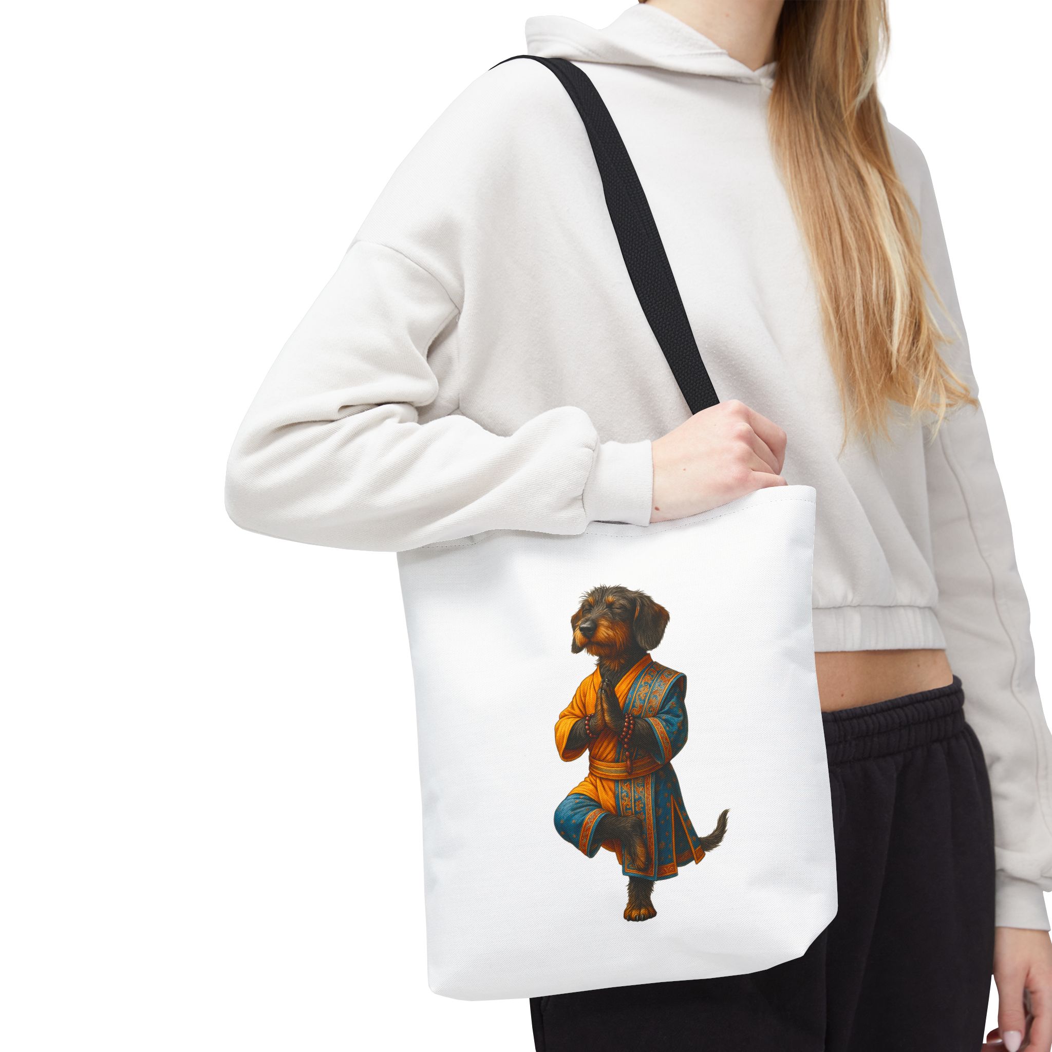 Funny canvas tote bag yoga cute tote bag dog yoga gift mindfulness shoulder bag puppy purse pet lover handbag - Imagen 2