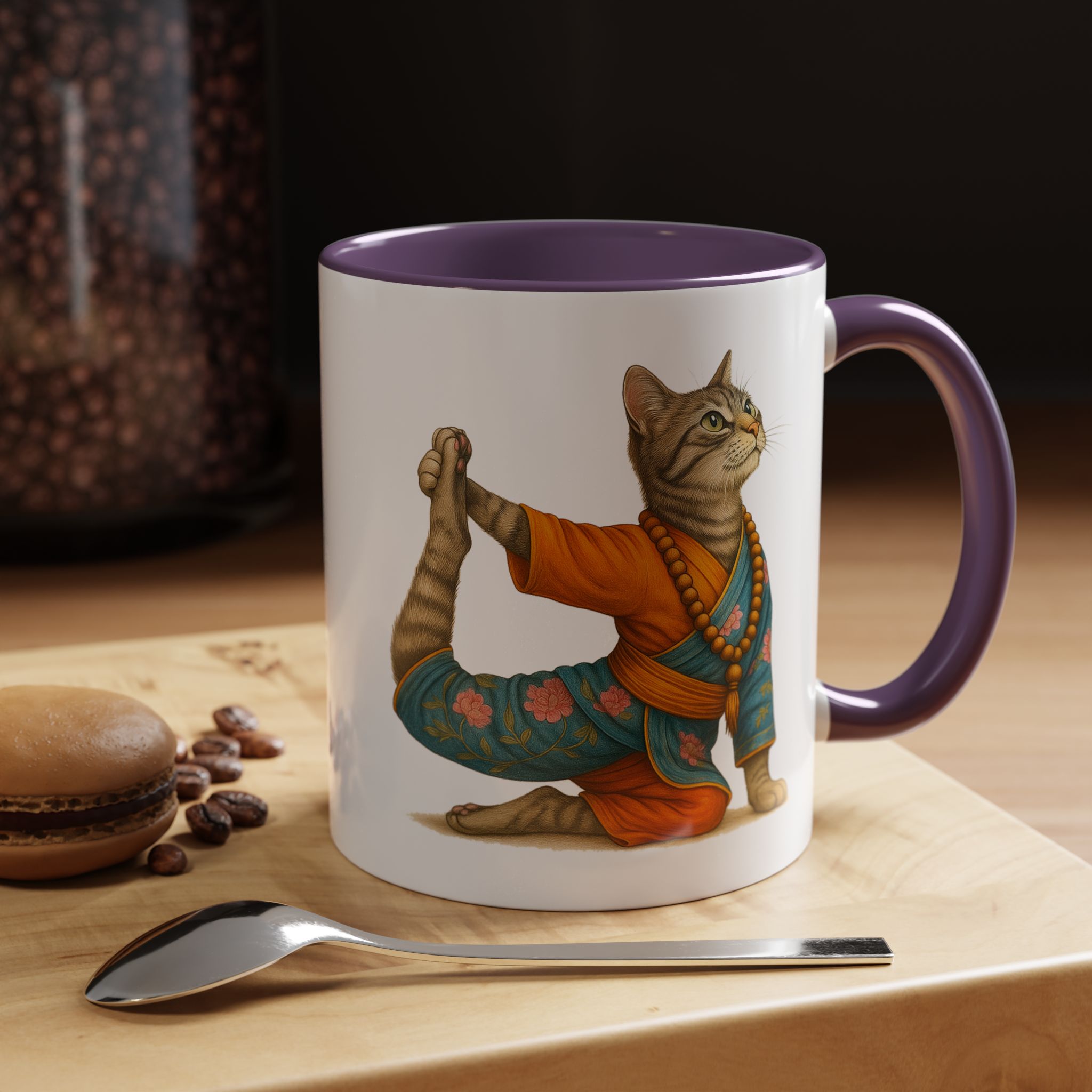 Tea mug Cat lover coffee cup cool gift for her office Mug yoga accessory kitten meditation pet mindfulness print - Image 47
