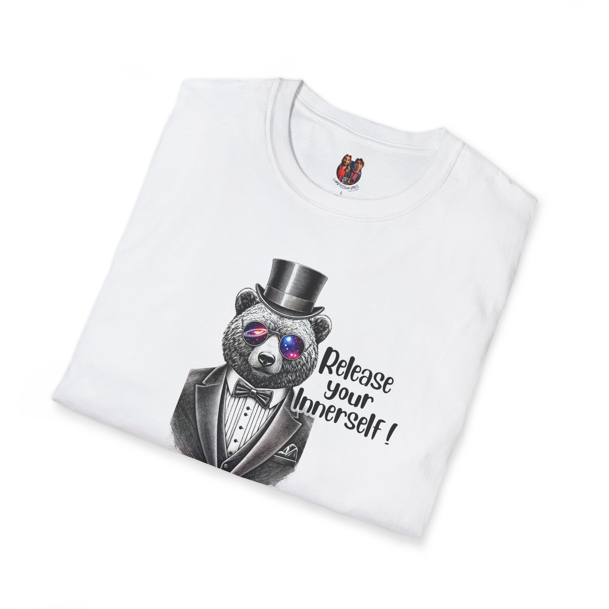 Vintage Tshirt Motivational Graphic tee Bear design funny clothing for self confidence boost