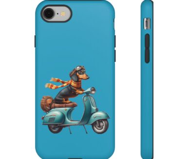 Dachshund Riding a Scooter Phone Case
