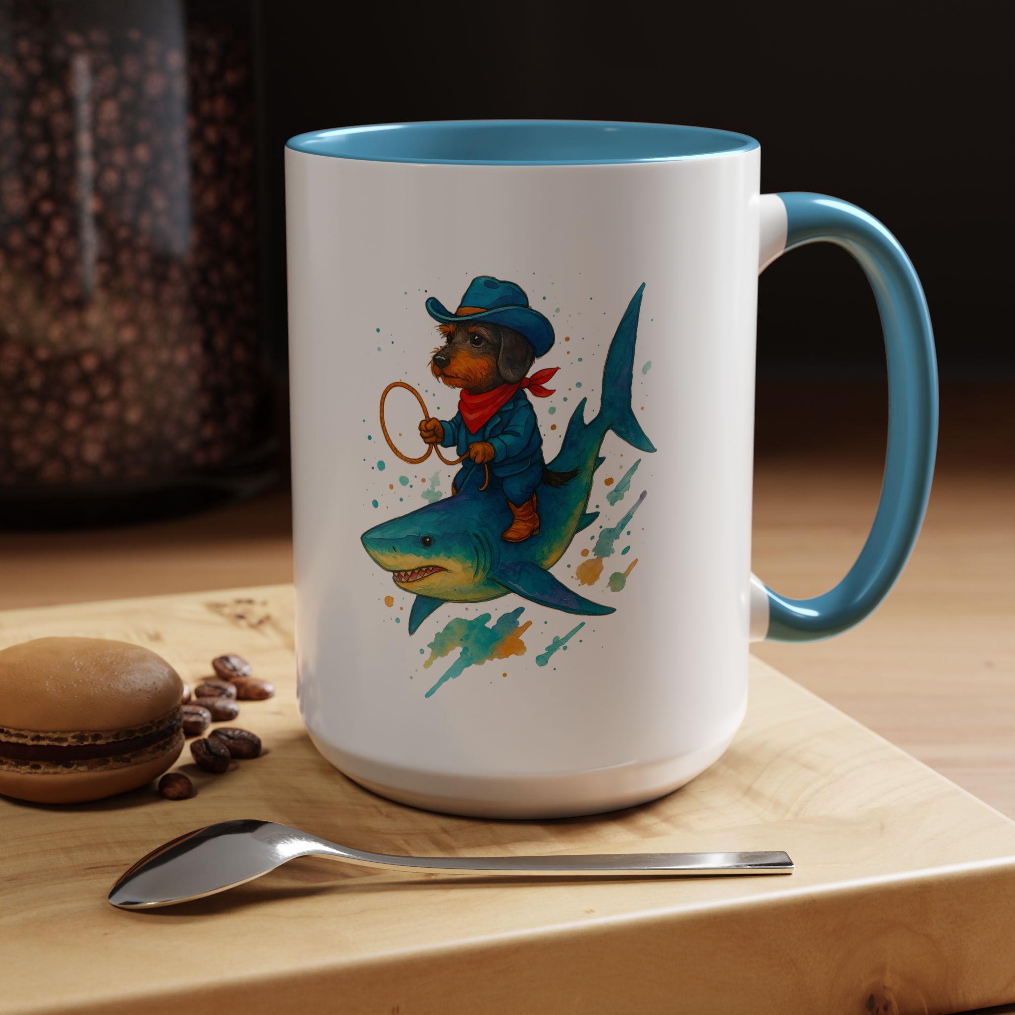 Funny Mug coffee lover Cowboy gift for him tea cup unique riding a shark mug office accessory shark design cowboy - Image 39
