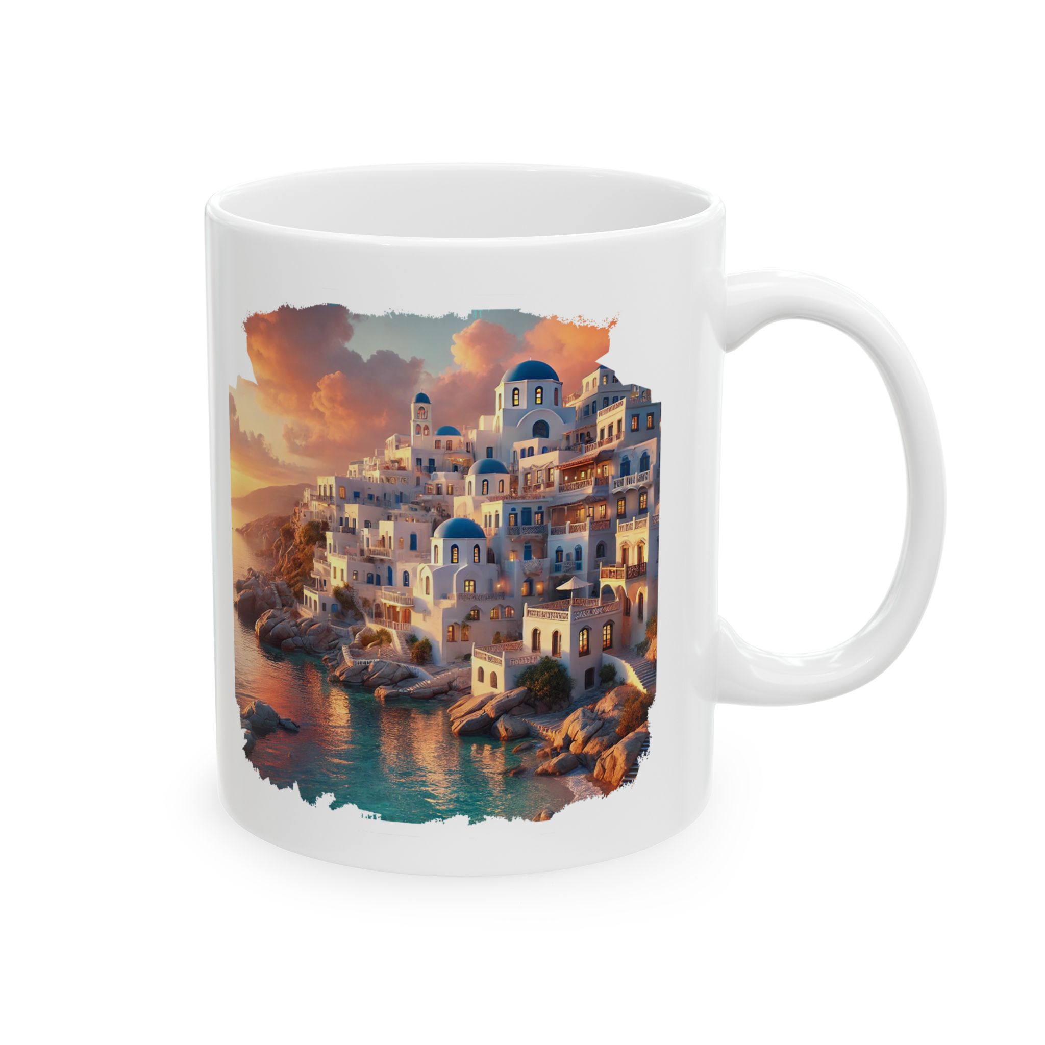 Office mug landscape Santorini caldera office mug nature print greece boho gift coffee cup tea accessory unique