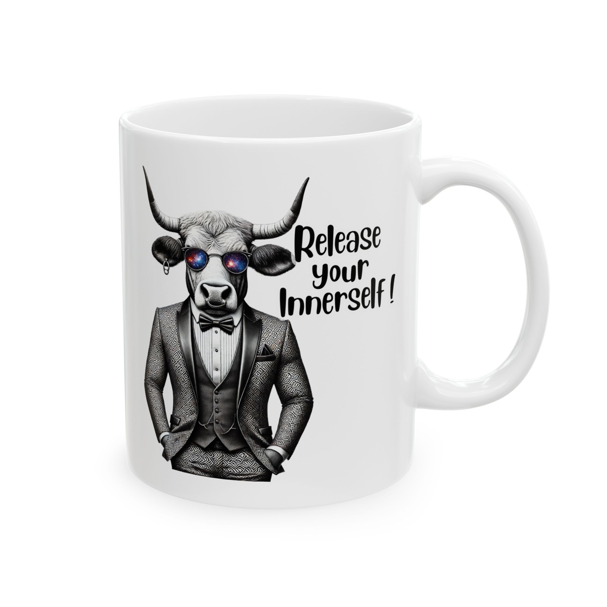 Coffee mug funny motivational gift for her cute cup tea lover cool boho mug office accessory self confidence design bull