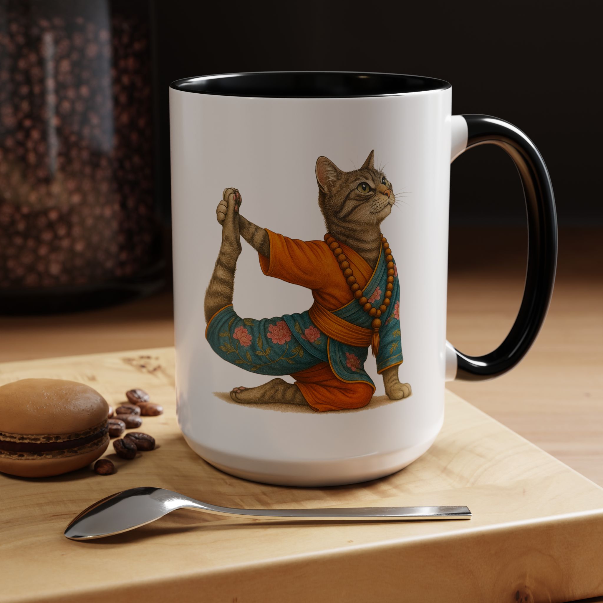 Tea mug Cat lover coffee cup cool gift for her office Mug yoga accessory kitten meditation pet mindfulness print - Image 19