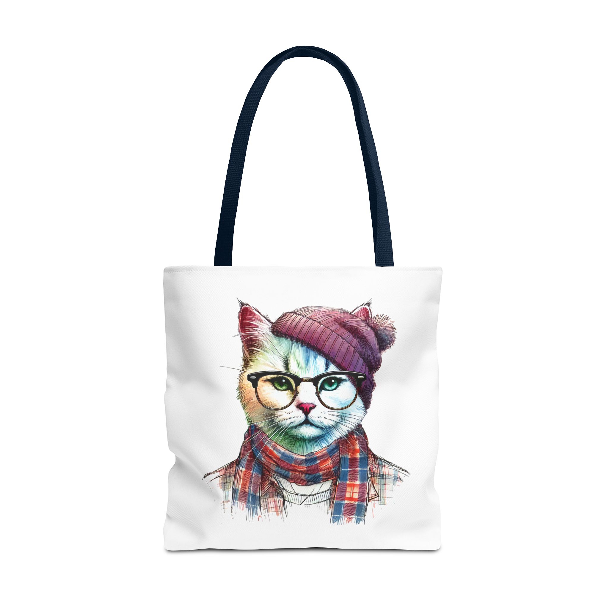 Cat hipster canvas tote bag pet lovers funny cute tote bag Hipster design handbag kitten design – Image 29