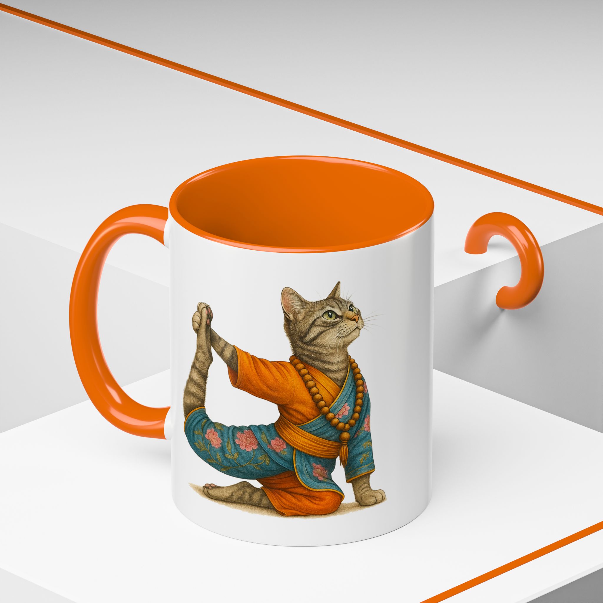 Tea mug Cat lover coffee cup cool gift for her office Mug yoga accessory kitten meditation pet mindfulness print - Image 44