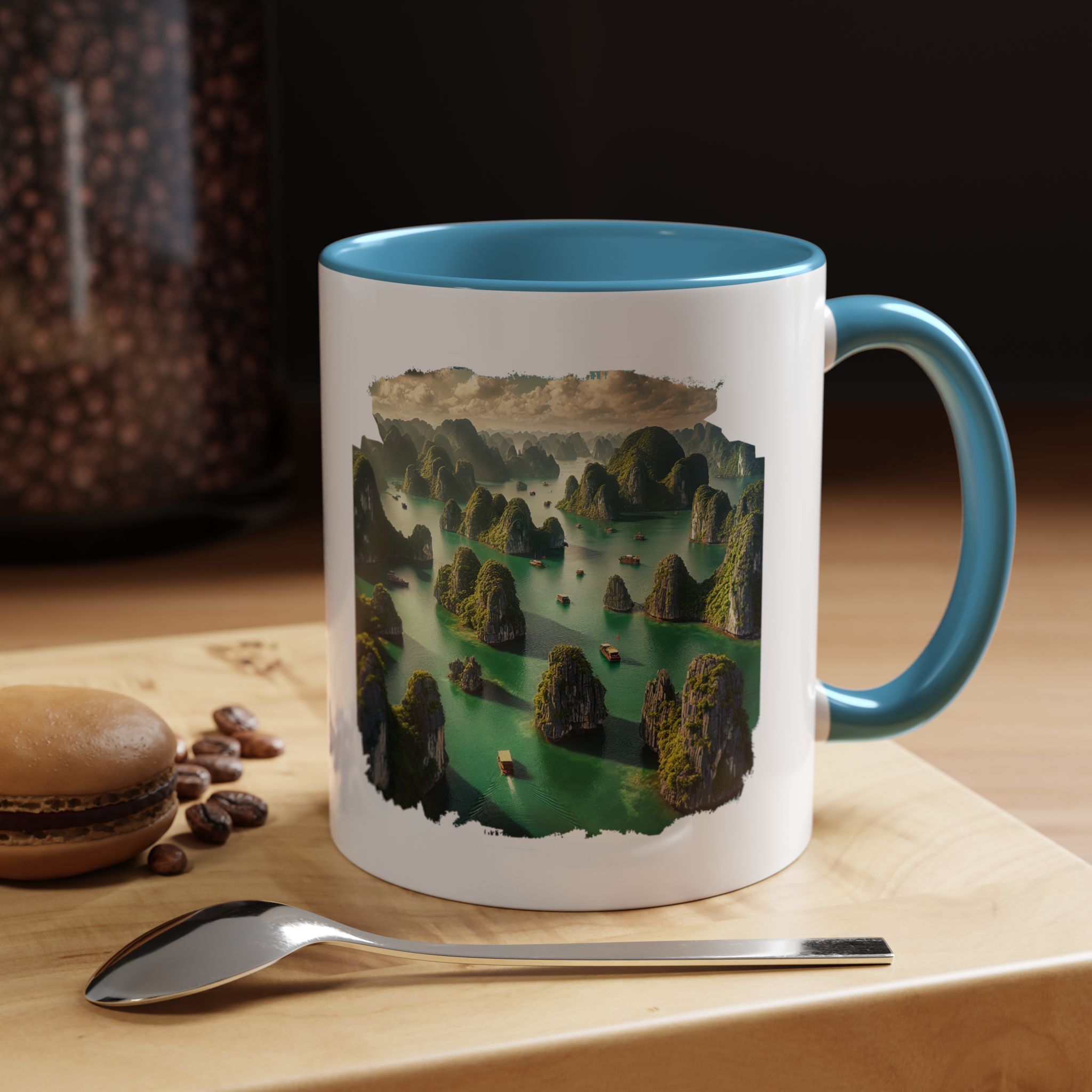 Boho mug landscape vietnam boho office mug ha long bay print nature cool gift coffee lover tea accessory unique cup – Image 39