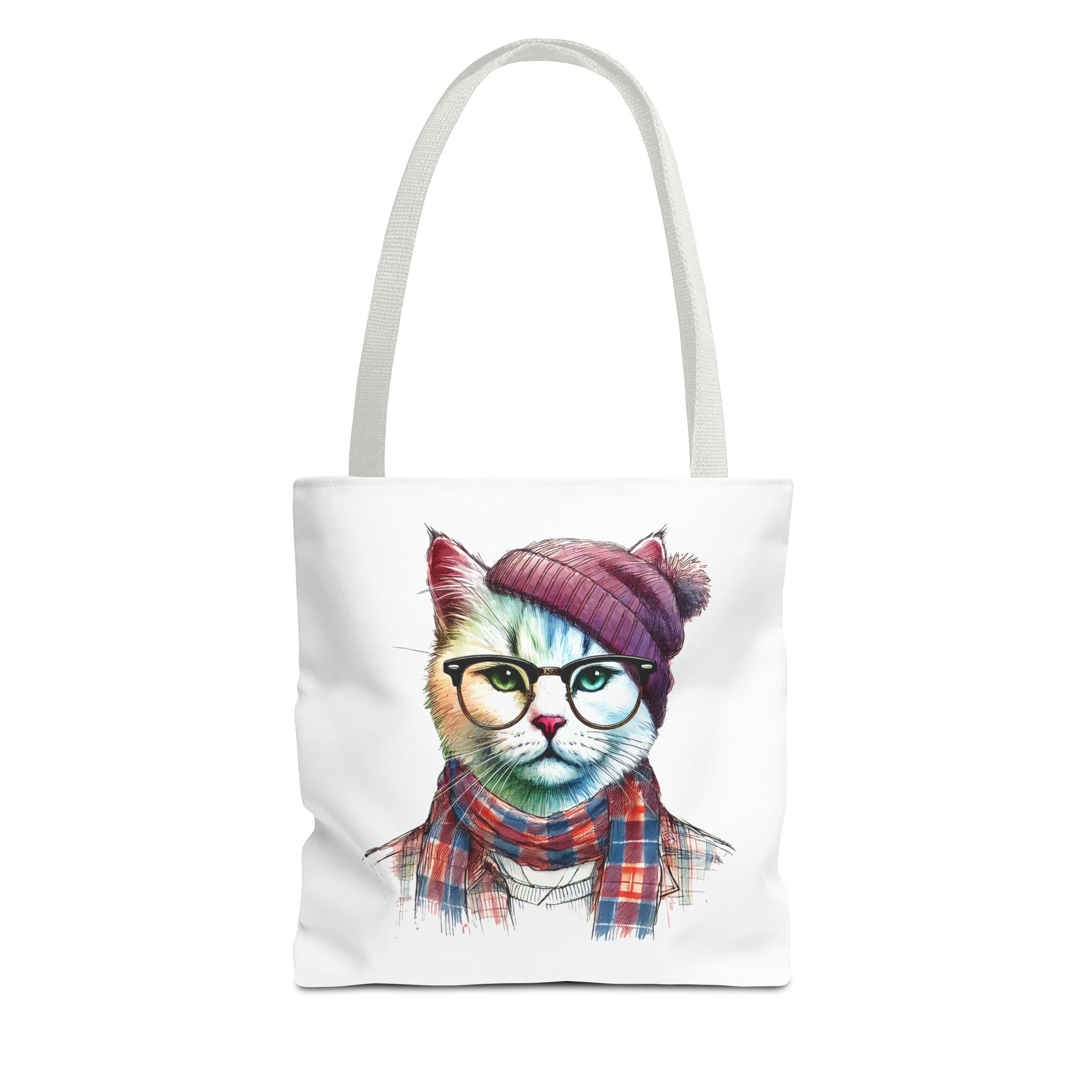 Cat hipster canvas tote bag pet lovers funny cute tote bag Hipster design handbag kitten design – Image 13
