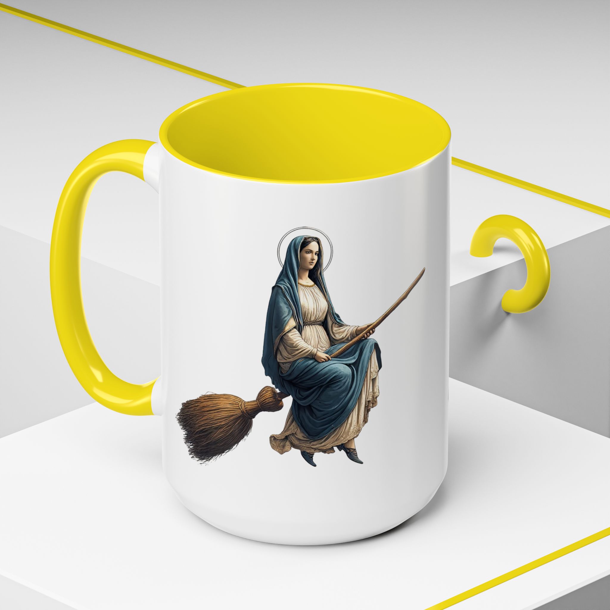 Funny Mug coffee lover gift for her Virgin Mary witch broom Sarcastic mug office accessory tea cup religious design unique - Image 64