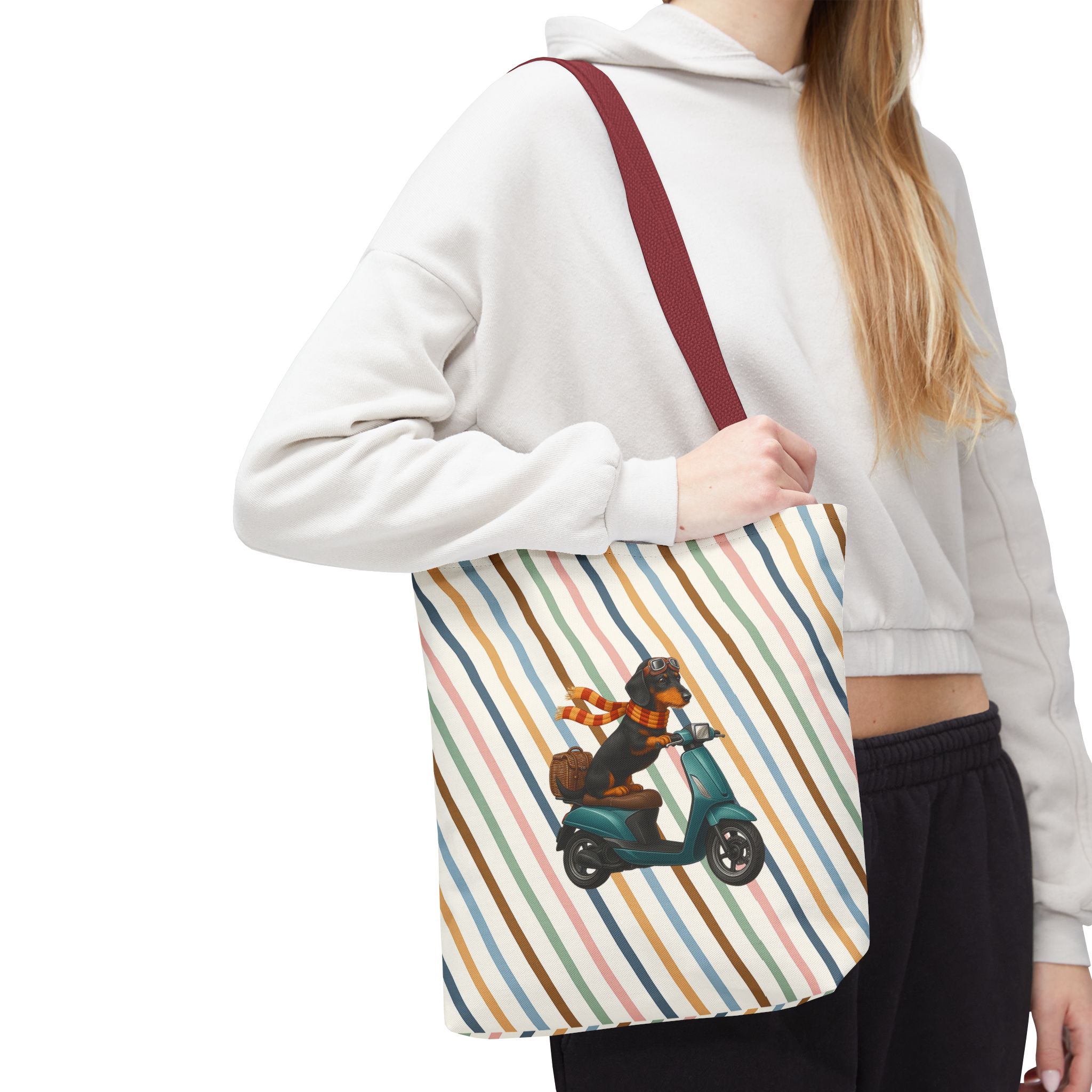 Dachshund canvas tote bag scooter funny shoulder bag dog cute tote bag cool gift for her pet lover purse puppy print cool handbag - Image 8