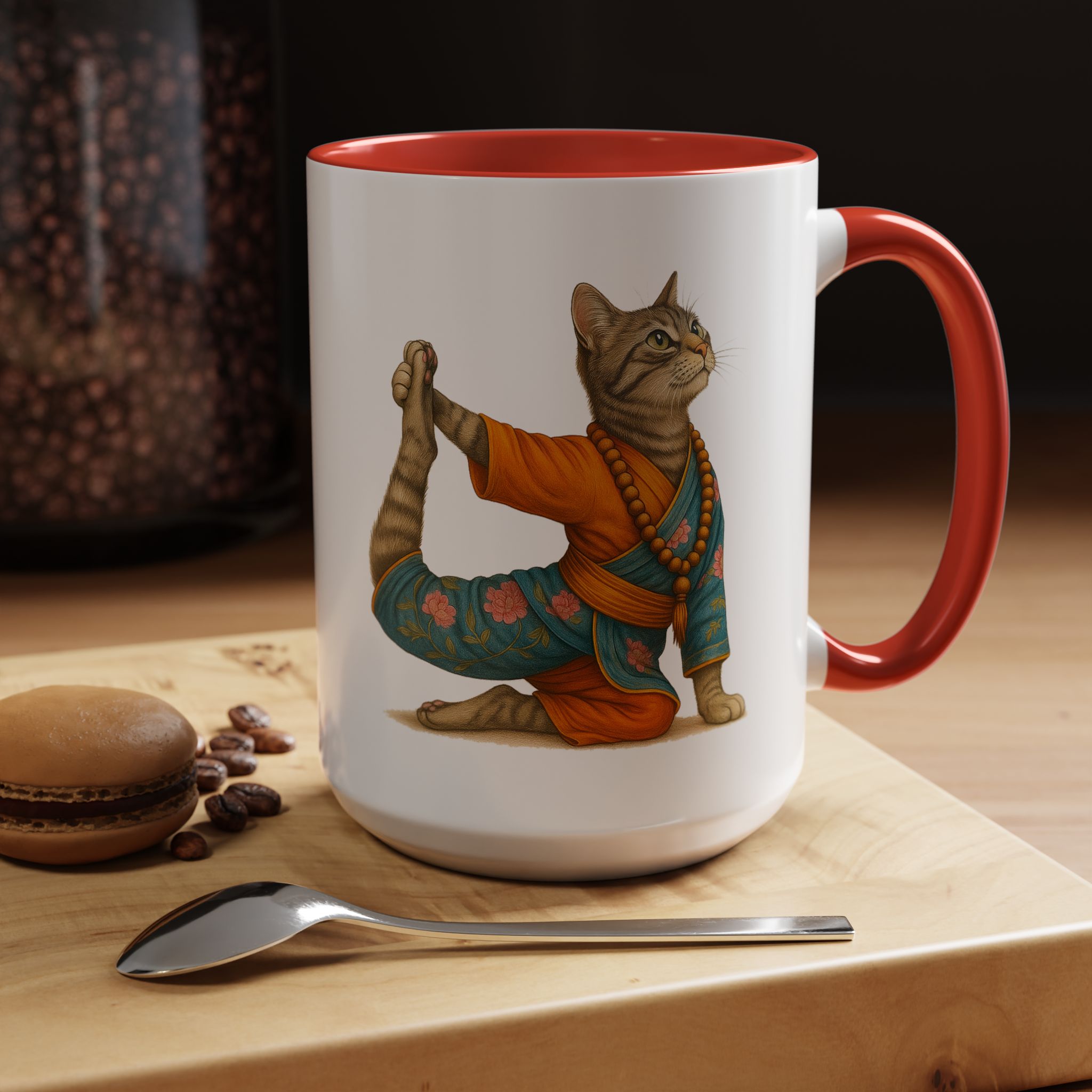 Tea mug Cat lover coffee cup cool gift for her office Mug yoga accessory kitten meditation pet mindfulness print - Image 31