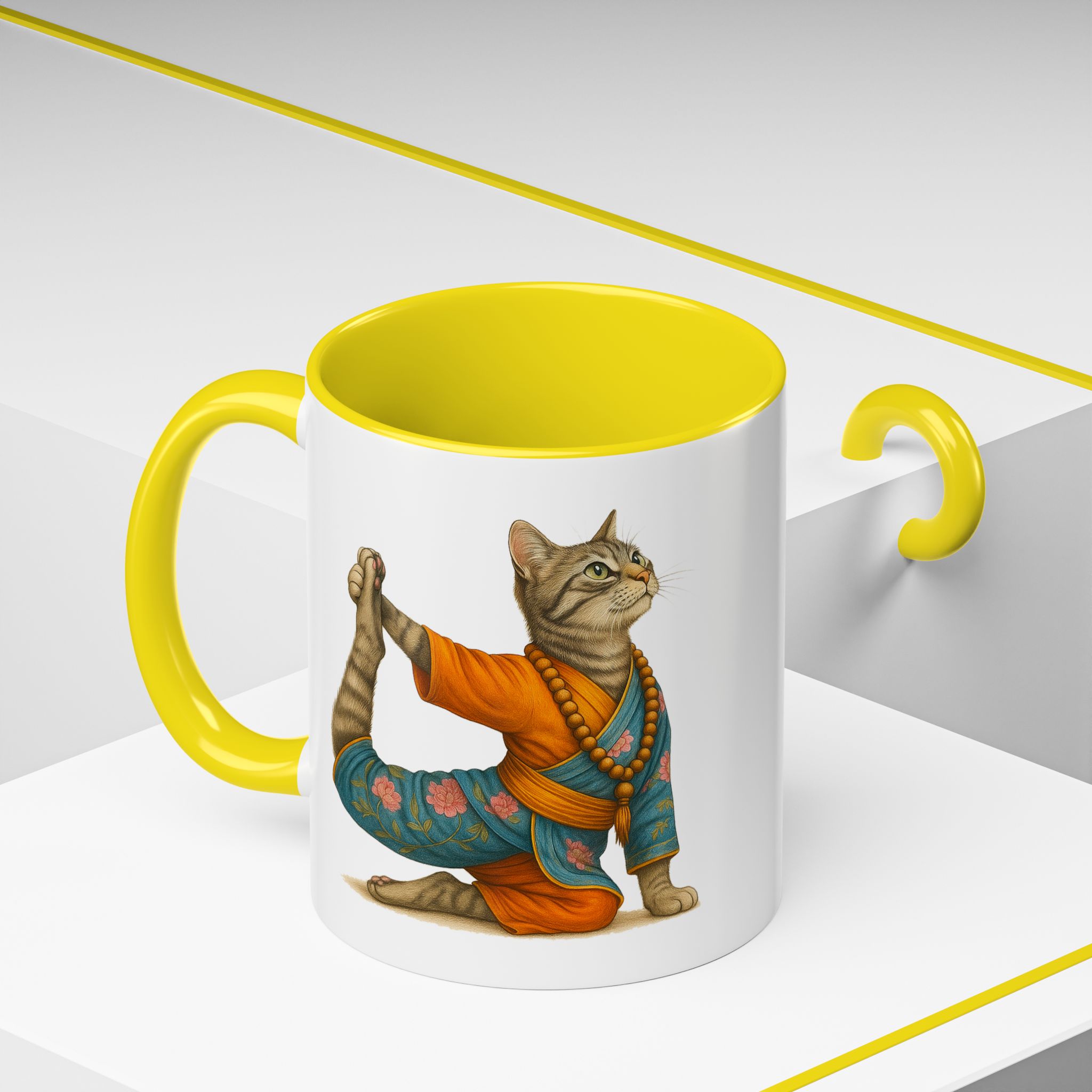 Tea mug Cat lover coffee cup cool gift for her office Mug yoga accessory kitten meditation pet mindfulness print - Image 52