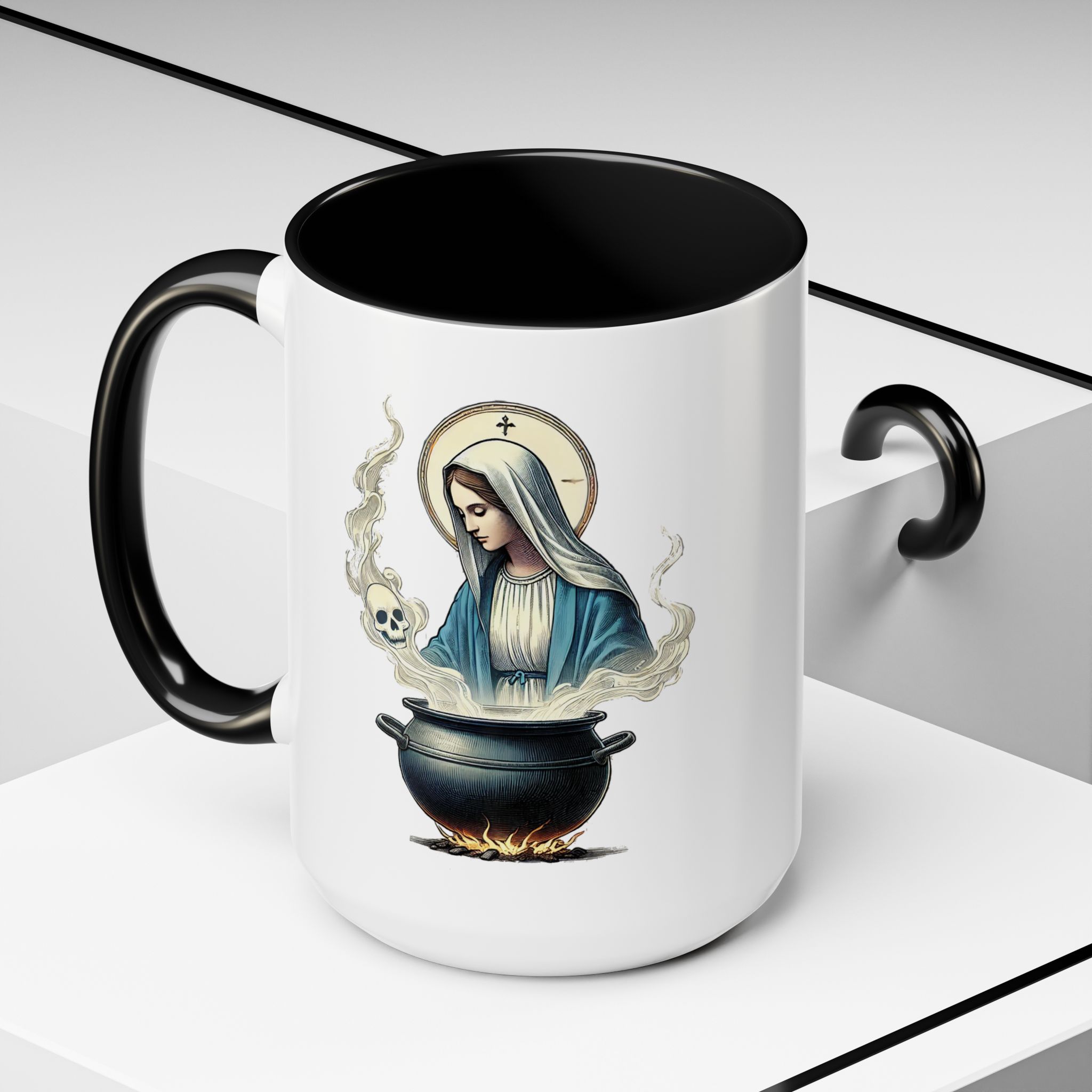 Coffee Mug funny virgin mary design sarcastic mug boho gift for her unique cup tea accessory cool design religious joke - Image 24