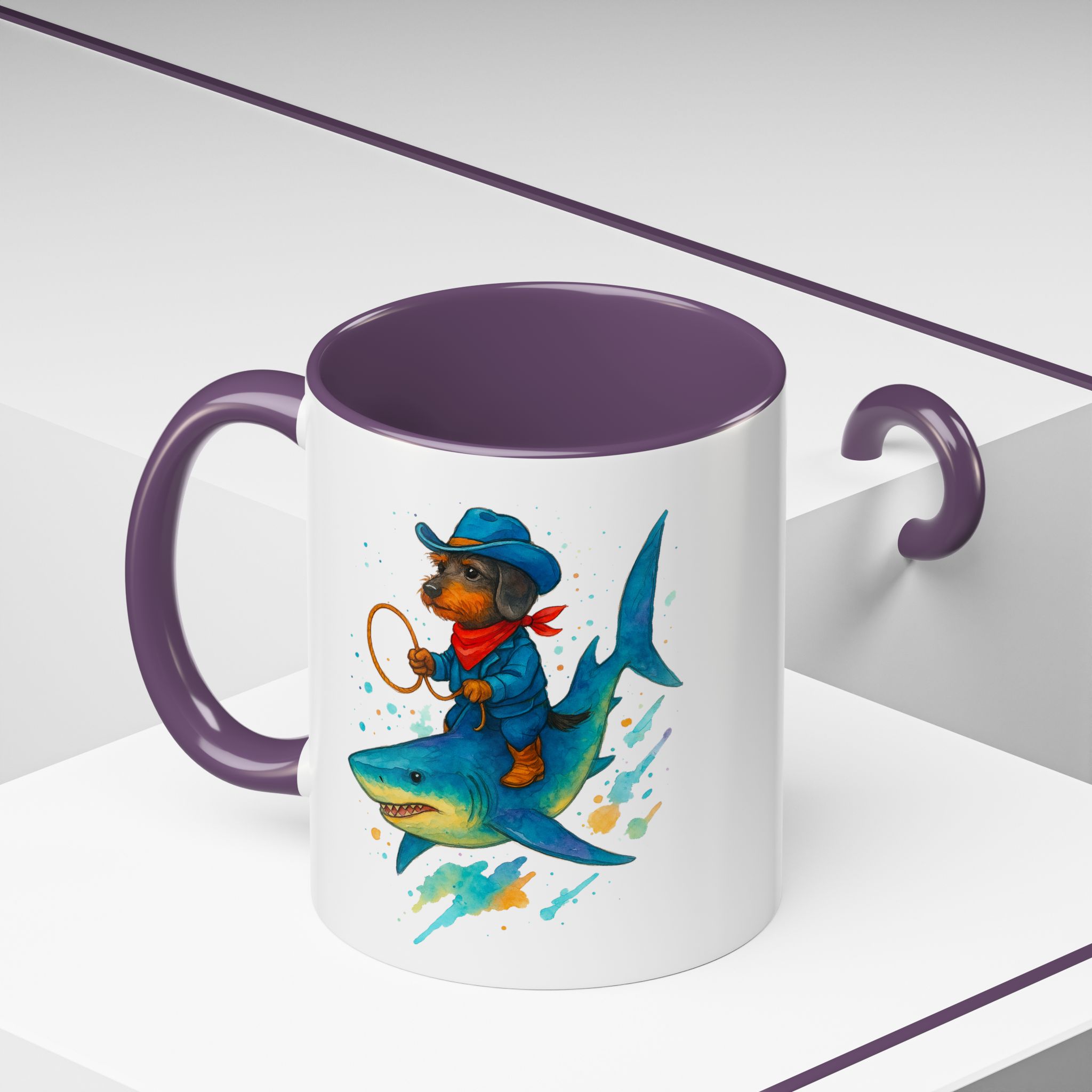 Funny Mug coffee lover Cowboy gift for him tea cup unique riding a shark mug office accessory shark design cowboy - Image 48