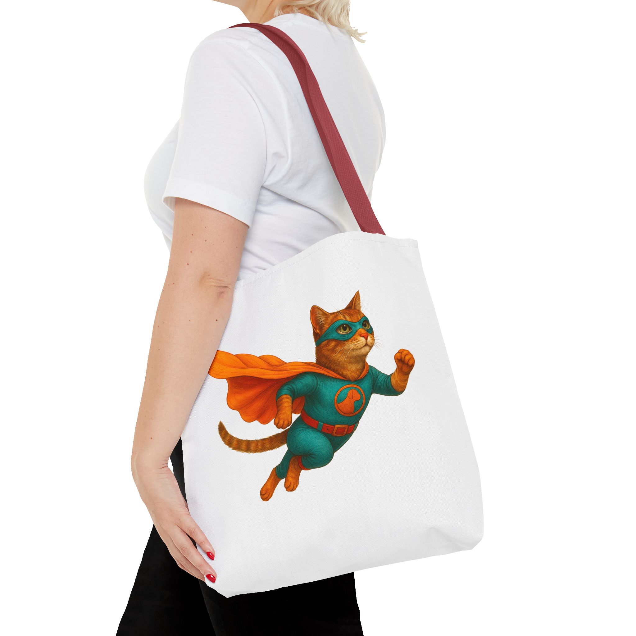 superhero tote bag cat canvas tote bag funny handbag fantasy purse kitten lover cool cat shoulder bag – Image 10