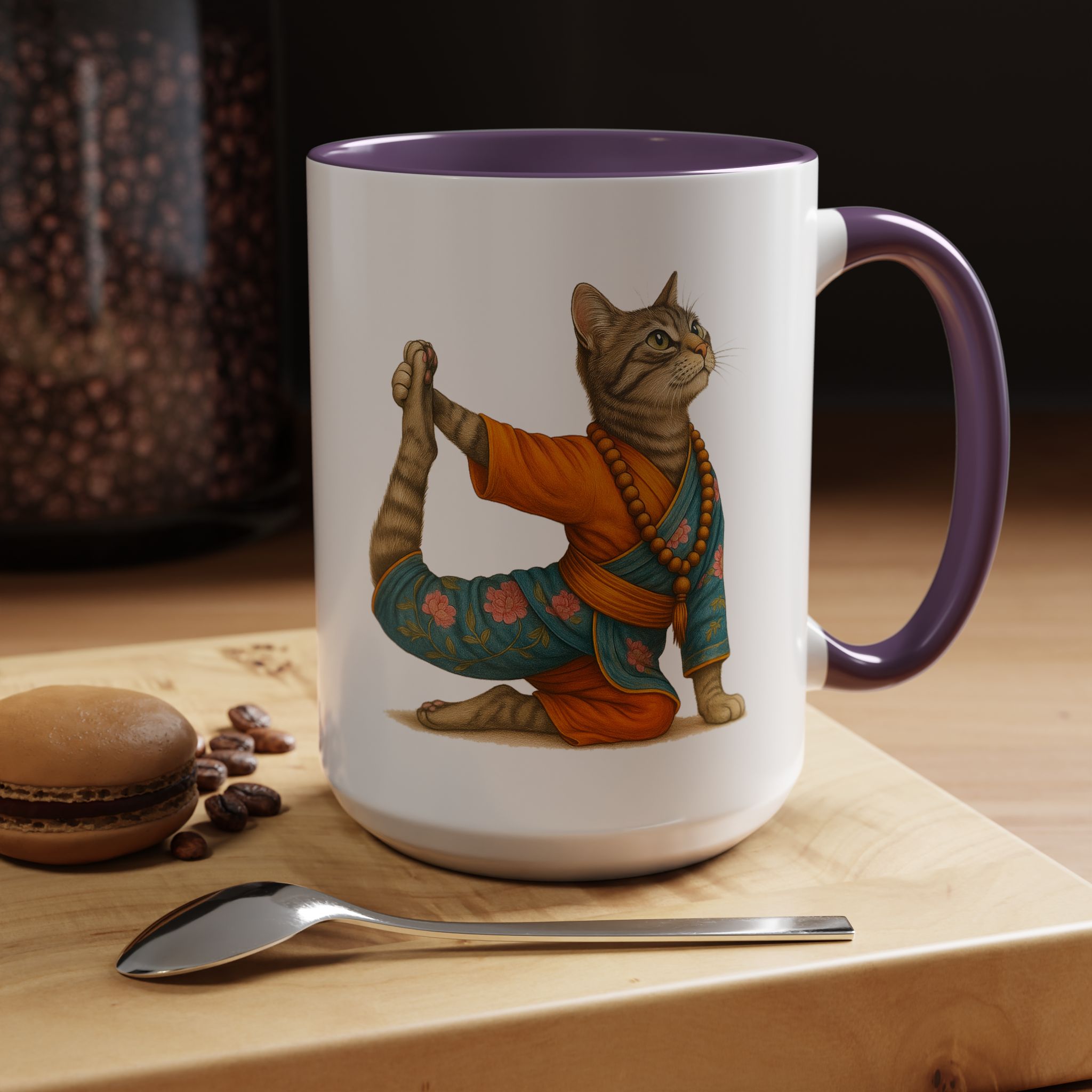 Tea mug Cat lover coffee cup cool gift for her office Mug yoga accessory kitten meditation pet mindfulness print - Image 59
