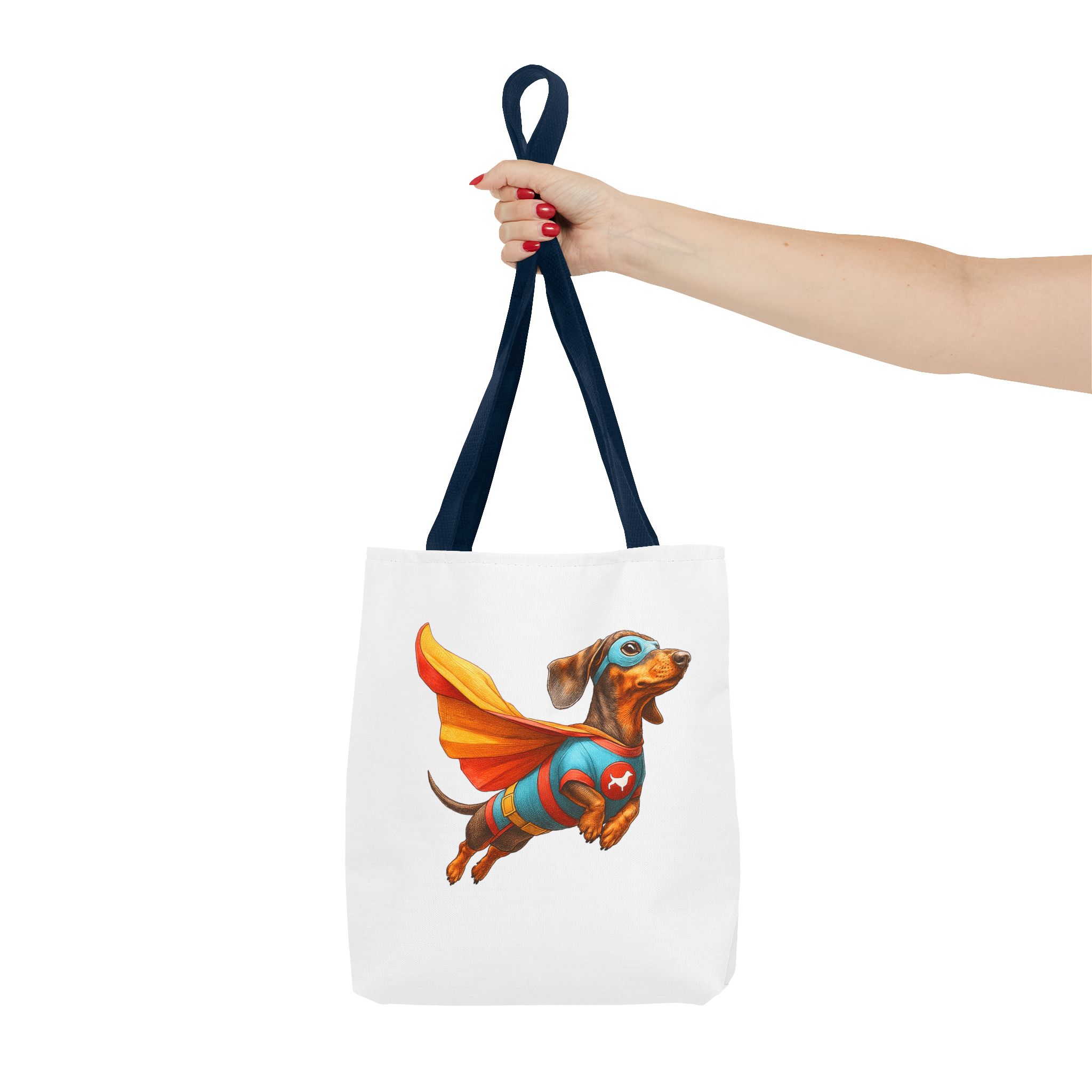 Funny canva tote bag Superhero cute tote bag dachshund super hero shoulder bag fantasy gift dog purse – Image 26
